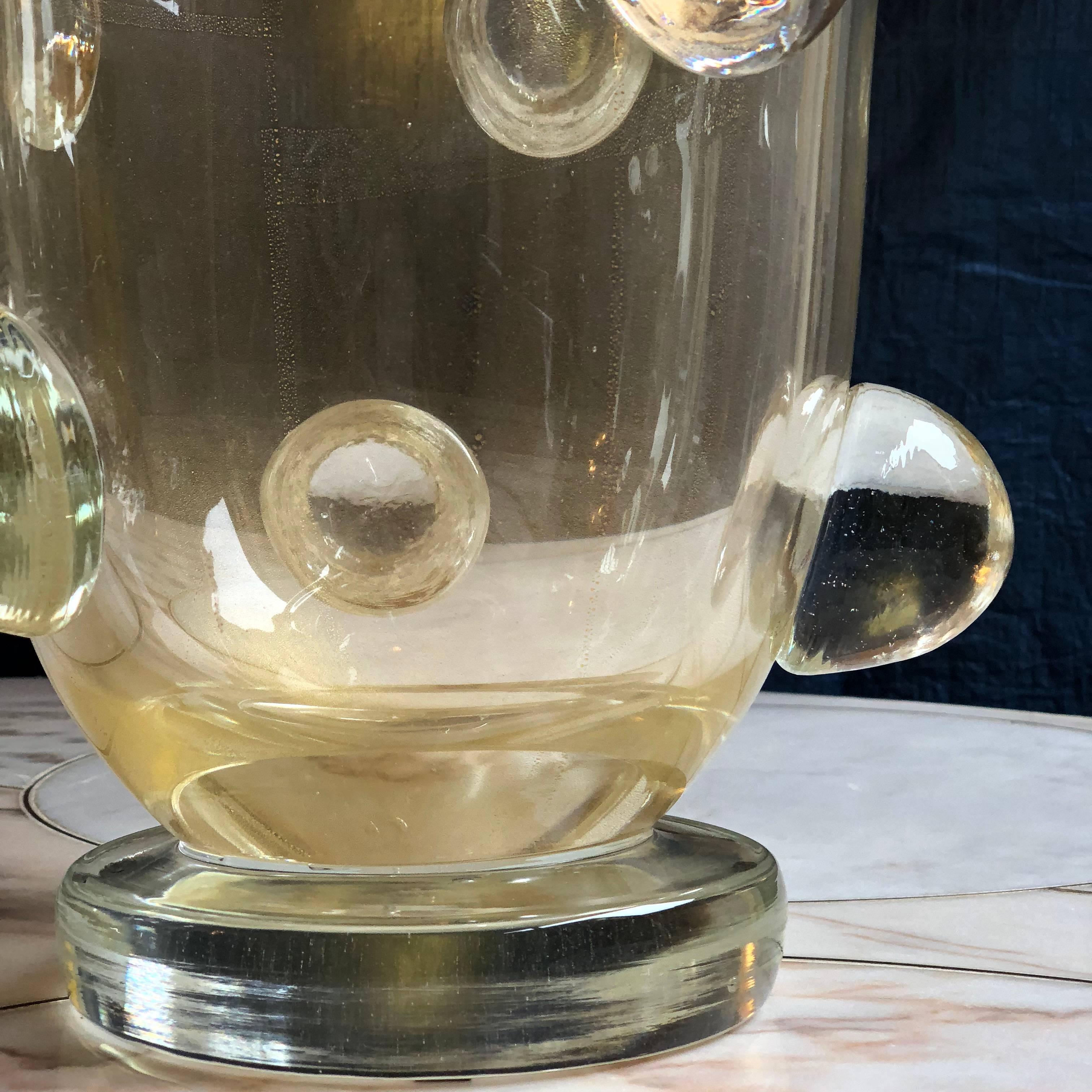 Paire de vases en verre de Murano transparents et dorés de la fin du XXe siècle par Costantini Excellent état à Firenze, Tuscany