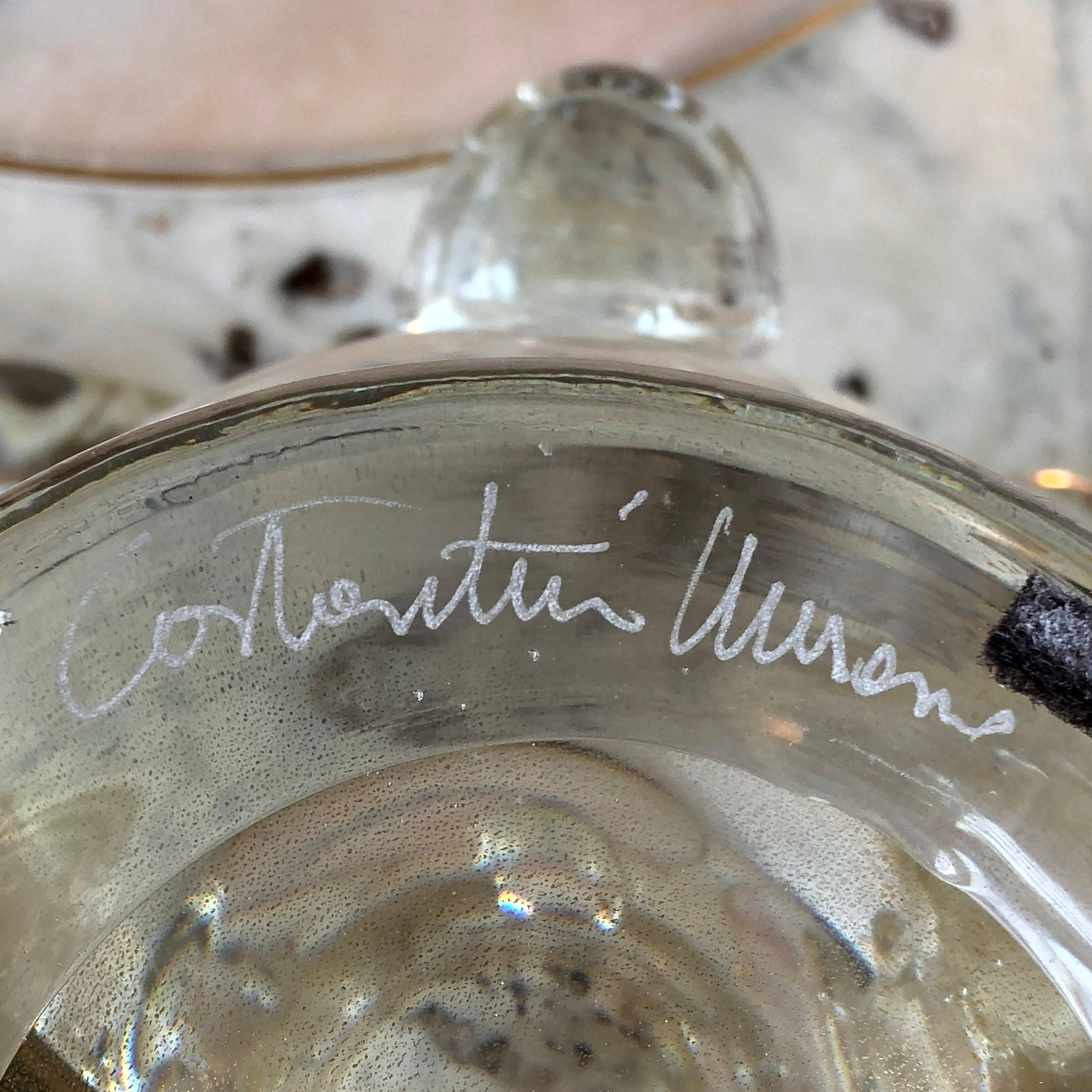 Fin du 20e siècle Paire de vases en verre de Murano transparents et dorés de la fin du XXe siècle par Costantini