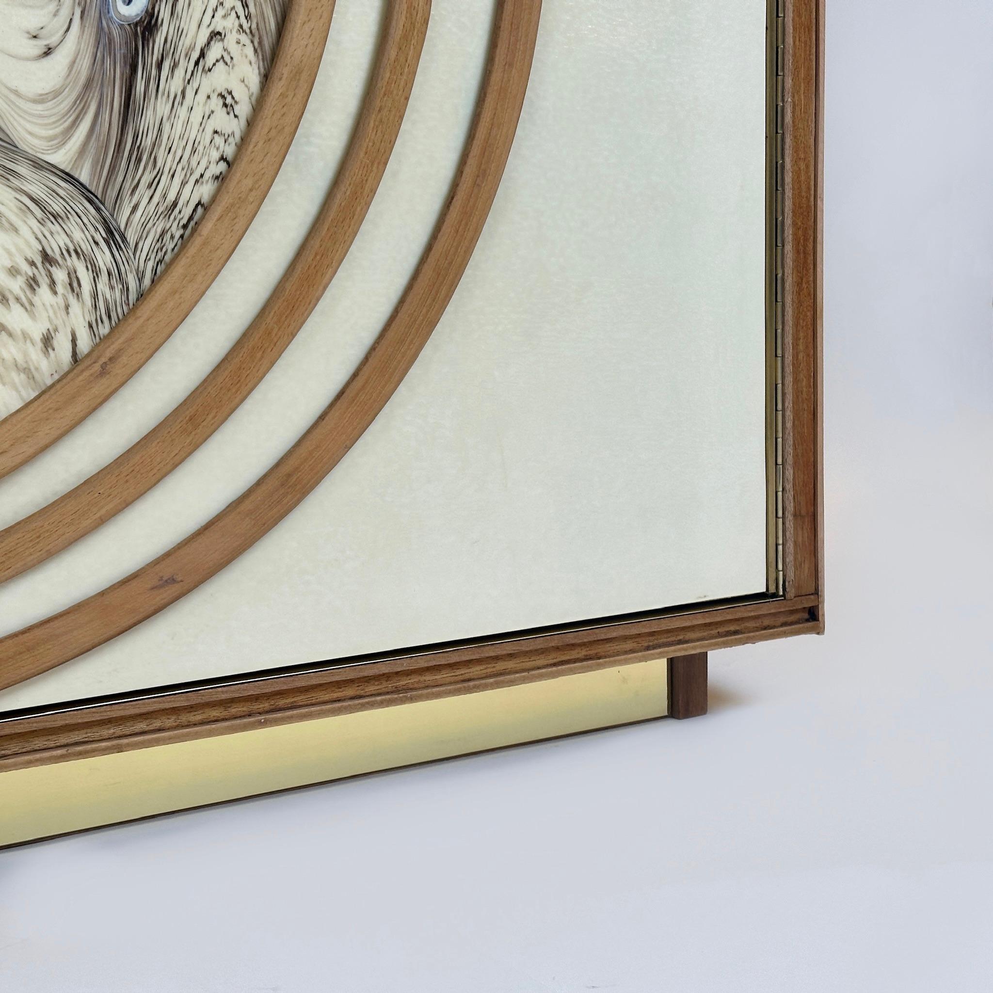 Paar Schränke aus weißem Murano-Kunstglas des späten 20. Jahrhunderts, Holz mit Messingdetails im Angebot 3