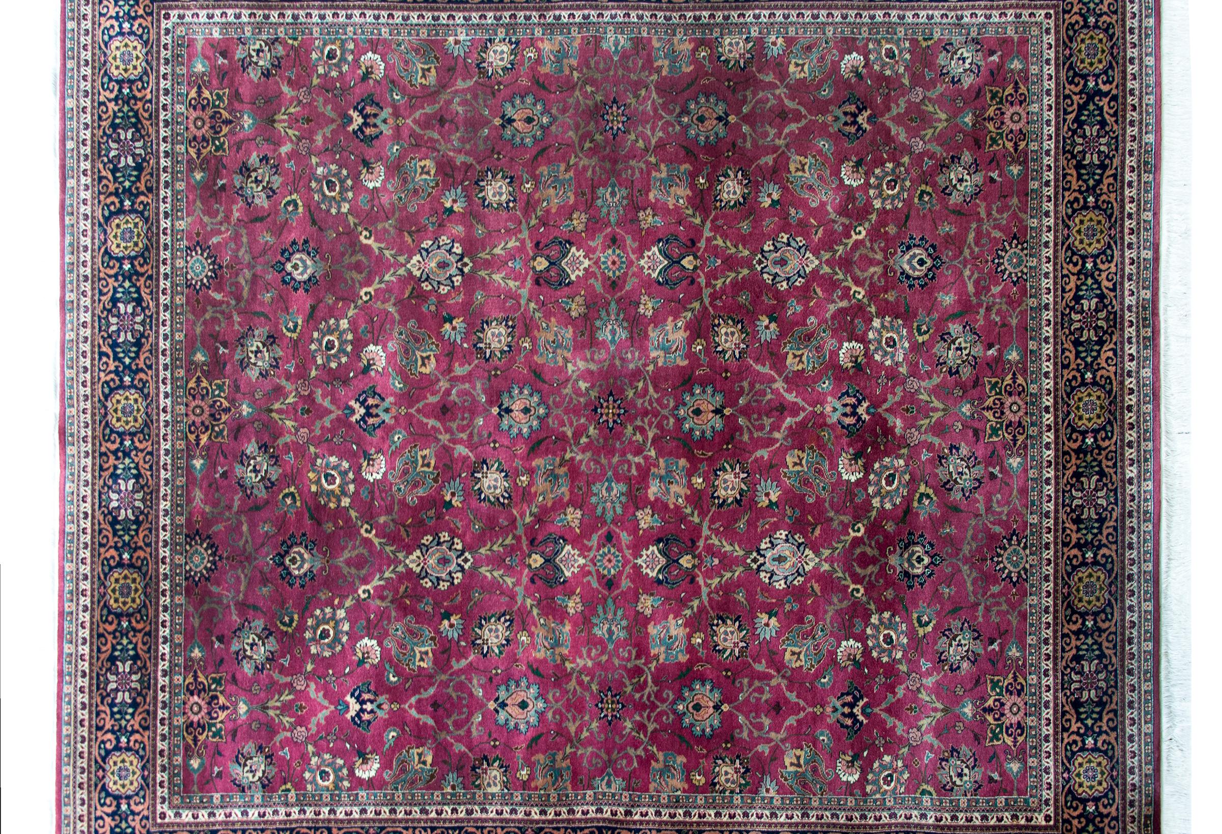 Hand-Knotted Late 20th Century Pakistani Tabriz Rug For Sale