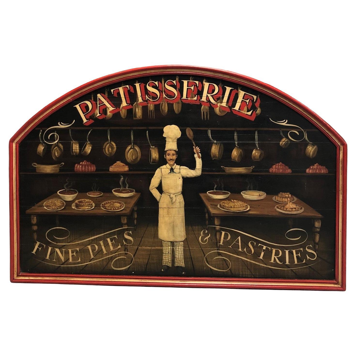 Late 20th Century Pastry Shop Sign Patisserie Fine Pies and Pastries For Sale