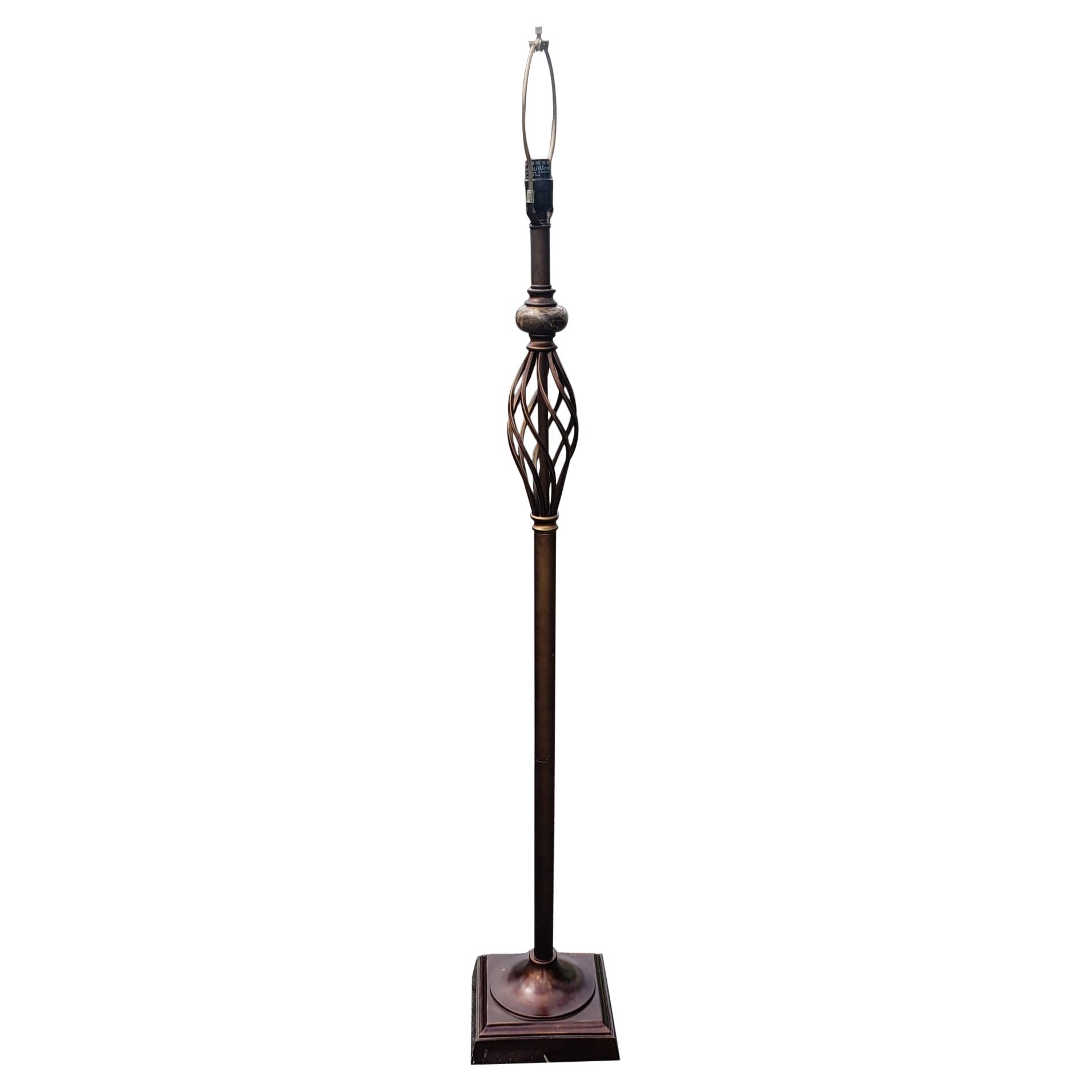 Lampadaire en cuivre patiné de la fin du XXe siècle