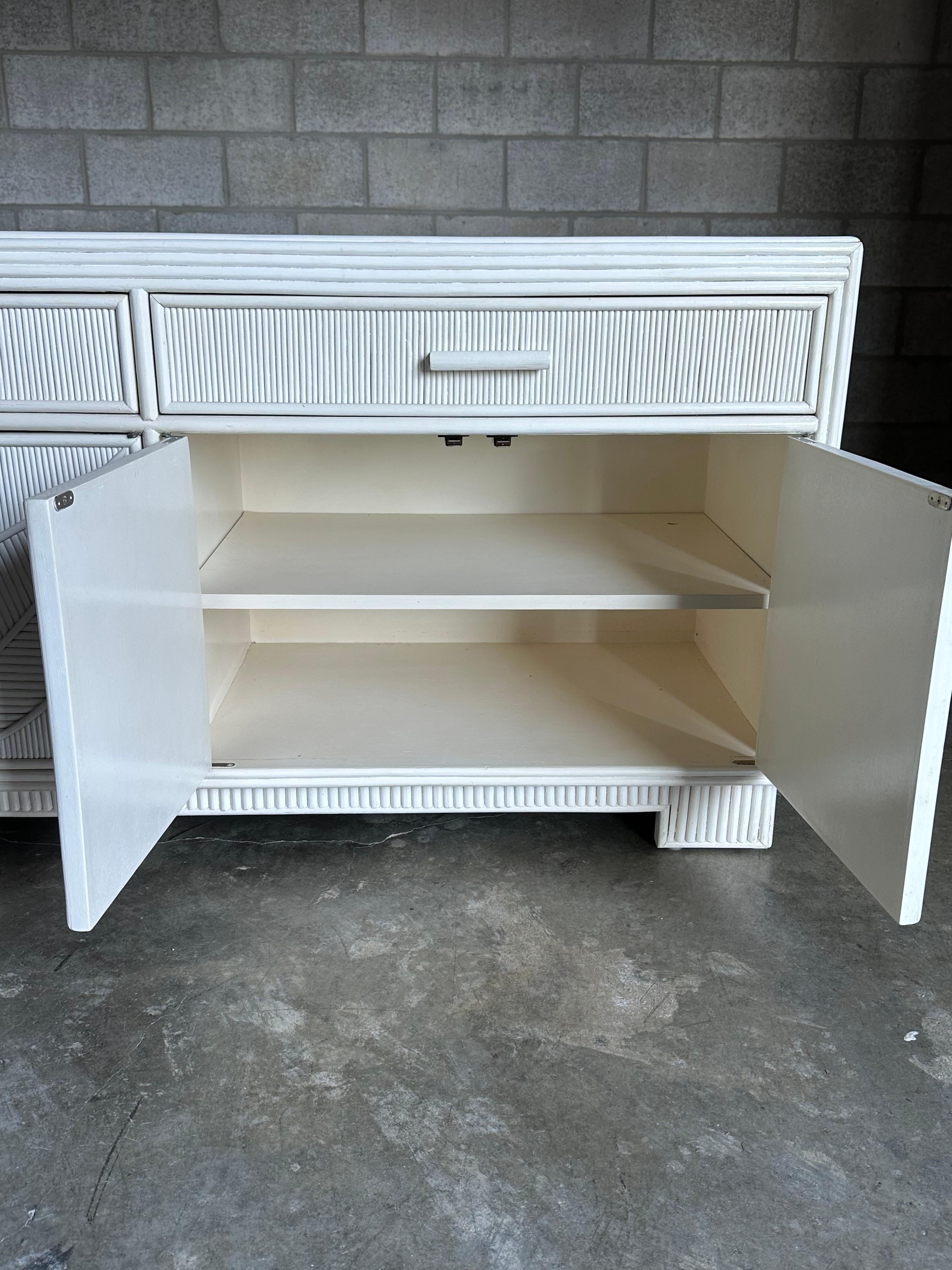Late 20th Century Pencil Reed White Sideboard With Leaf Motif For Sale 5