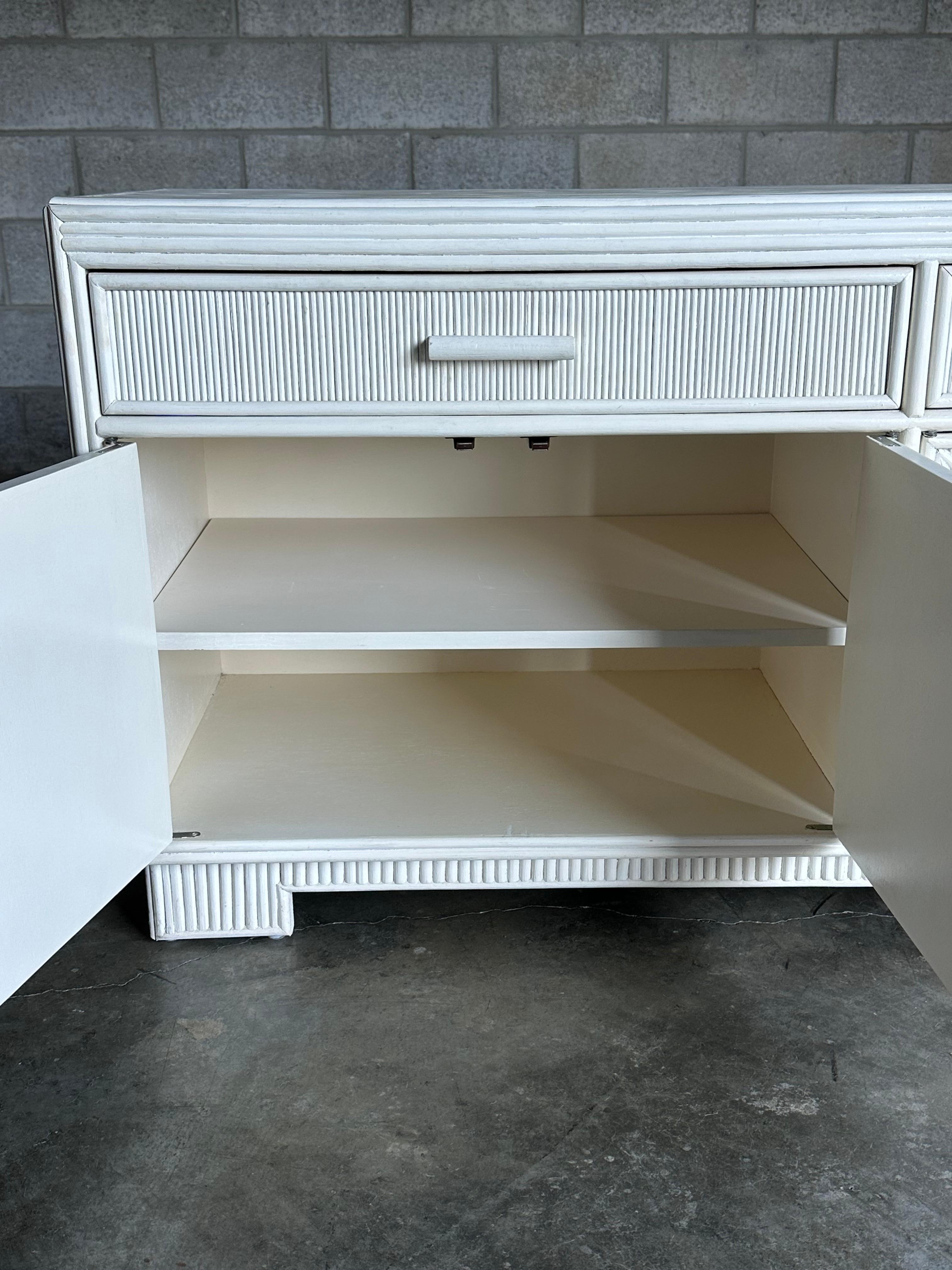 Late 20th Century Pencil Reed White Sideboard With Leaf Motif For Sale 6