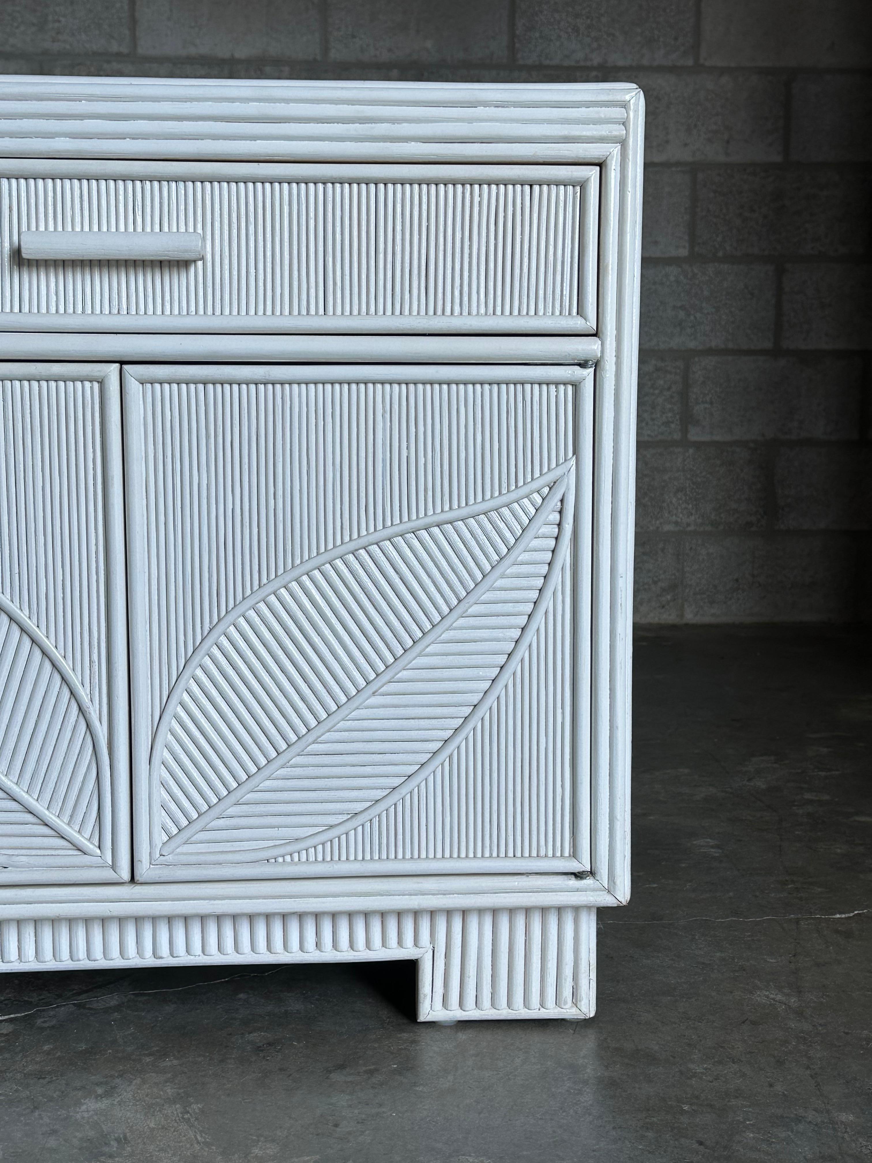 Late 20th Century Pencil Reed White Sideboard With Leaf Motif For Sale 4