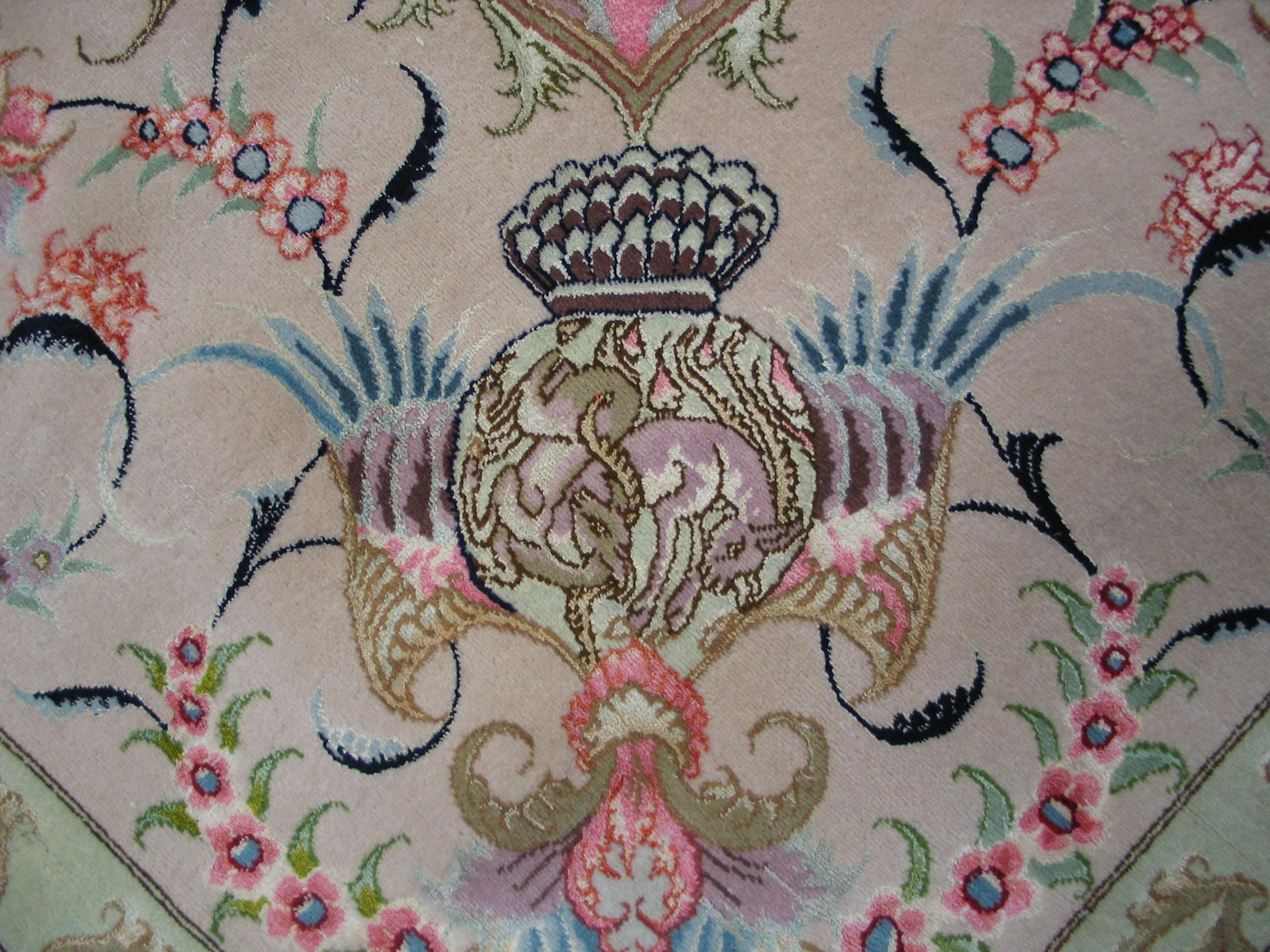 Late 20th Century Persian Tabriz Wool & Silk Carpet For Sale 1