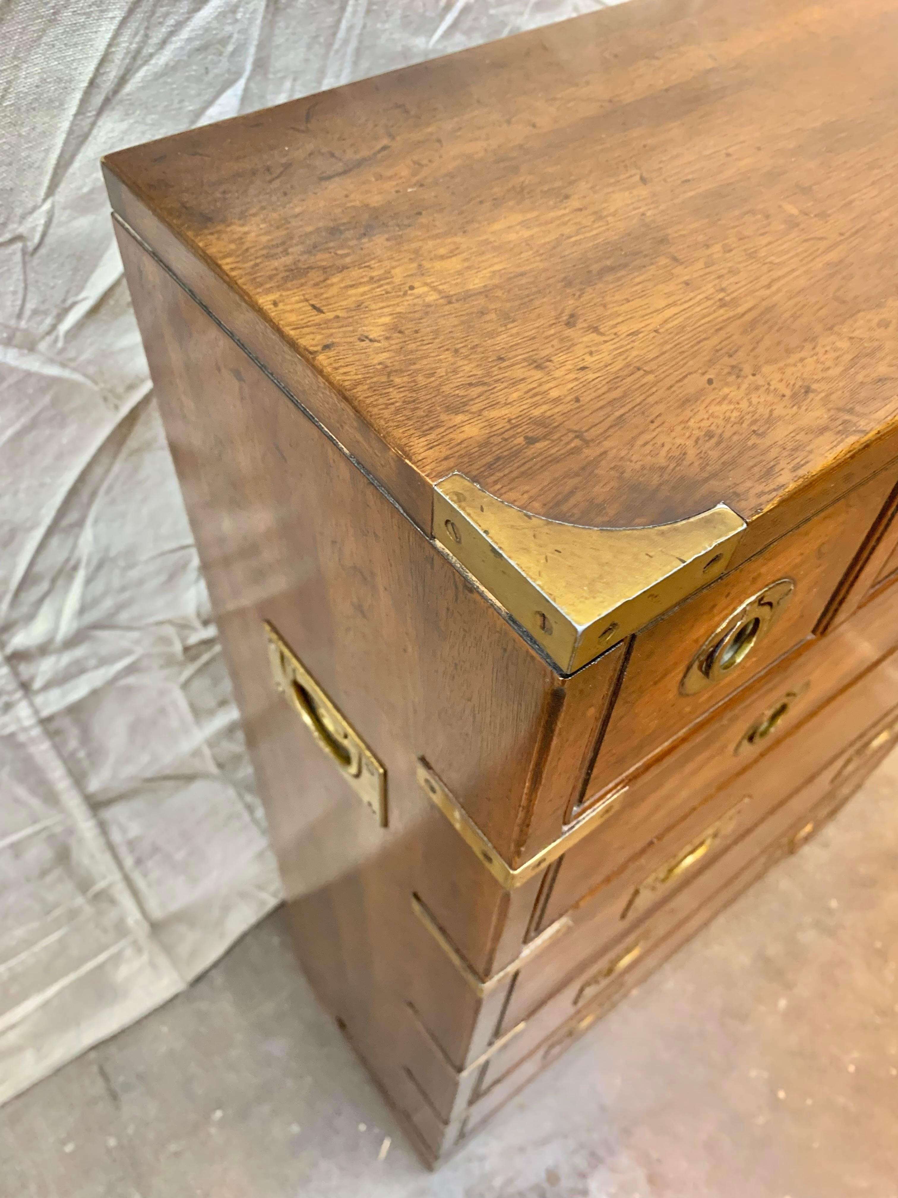 Late 20th Century Petite Walnut Heritage Campaign Chest with 6 Drawers 5
