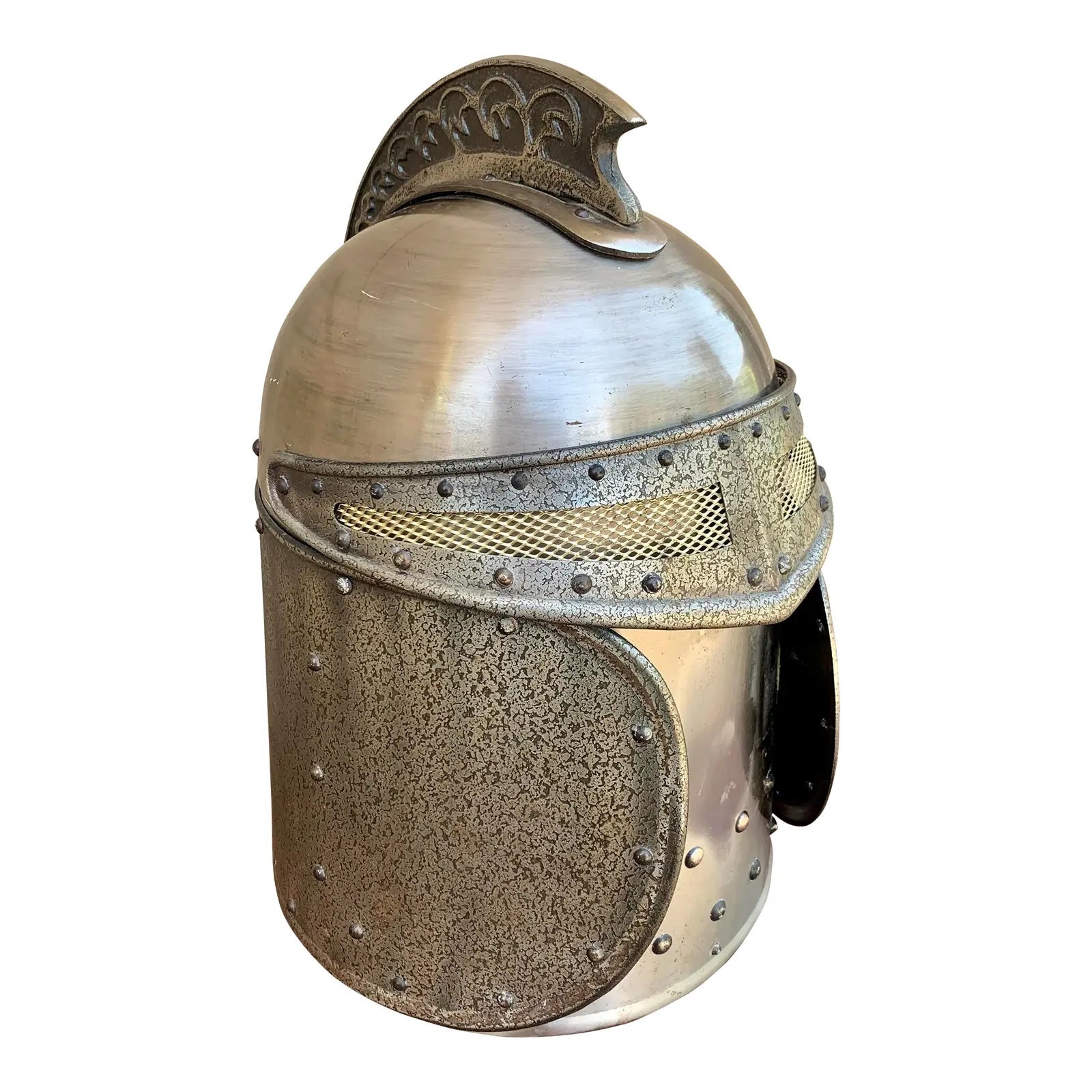 Late 20th Century Pewter Knight’s Helmet Form Ice Bucket, English Country Decor