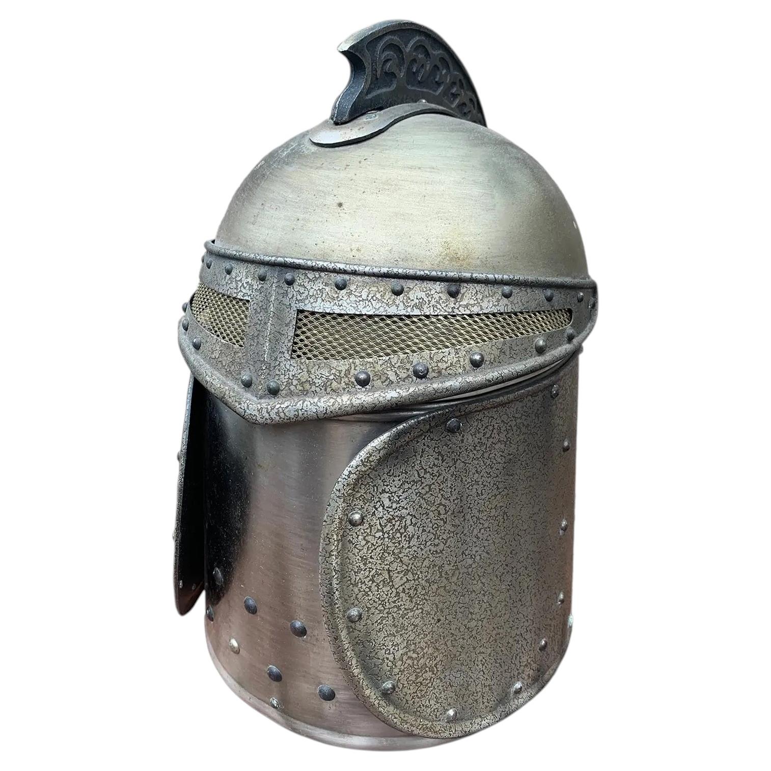 Late 20th Century Pewter Knight’s Helmet Form Ice Bucket, English Country Decor