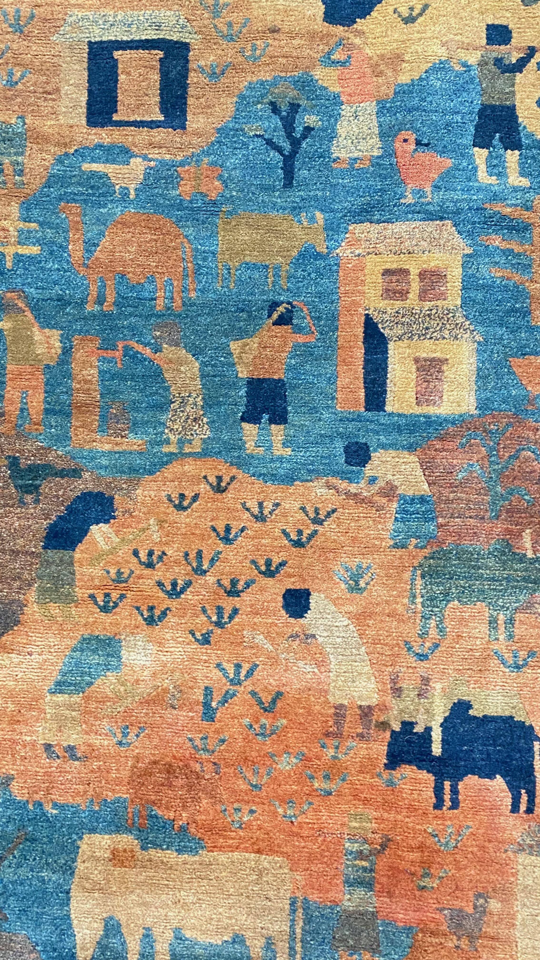 Late 20th Century Pictorial Gabbeh Accent Rug For Sale 1