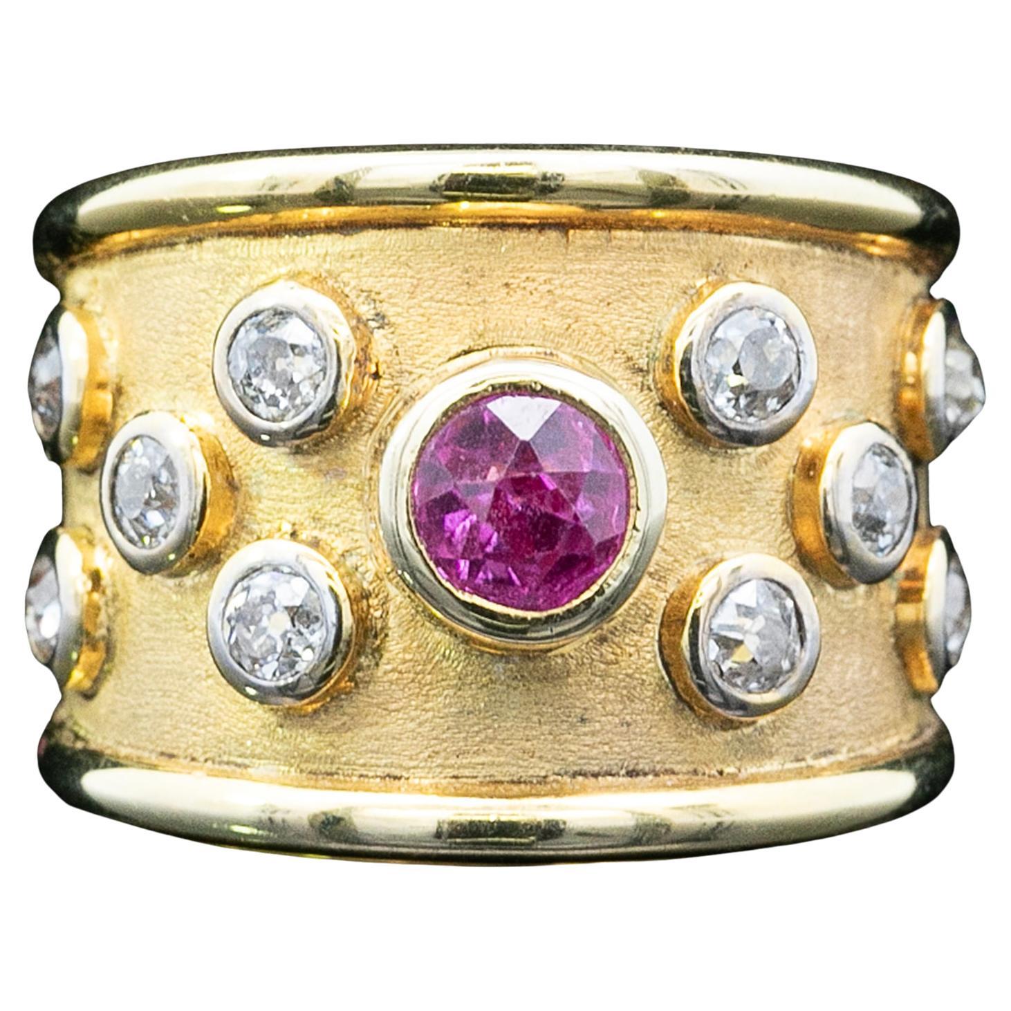 Late 20th Century Pink Sapphire & Diamond Ring Circa 1980s For Sale