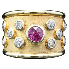 Late 20th Century Pink Sapphire & Diamond Ring Circa 1980s