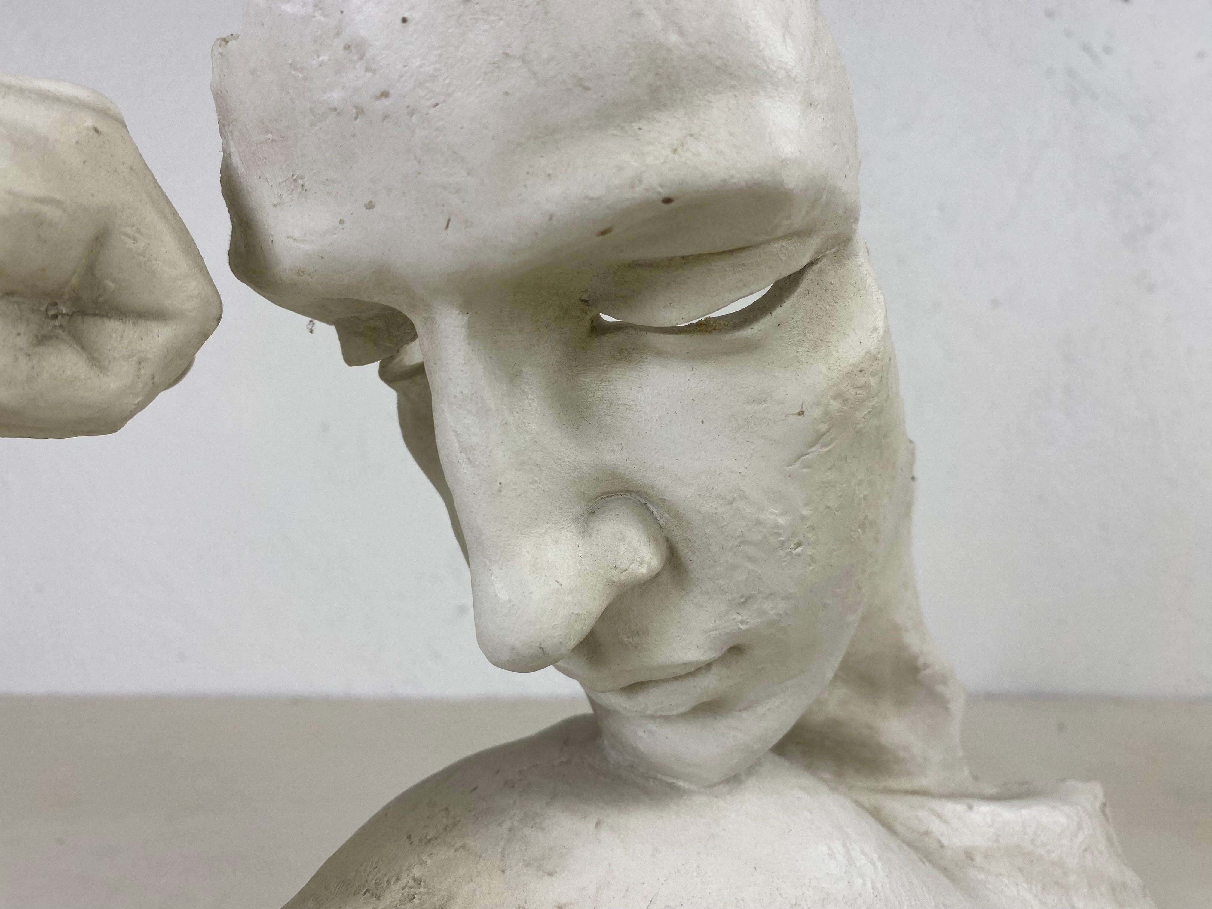 Late 20th century plaster mill figural sculpture In Good Condition In Allentown, PA