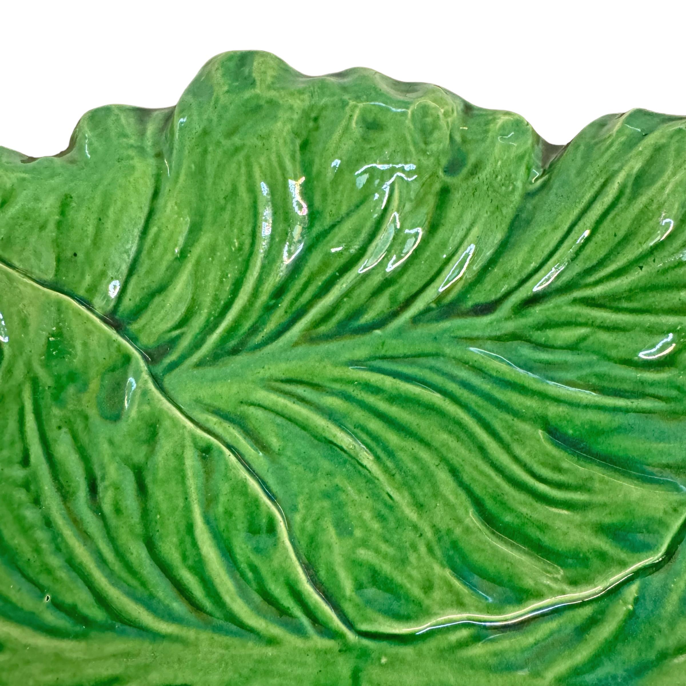 Glazed Late 20th Century Portuguese Cabbage Platter from Bonwit Teller For Sale