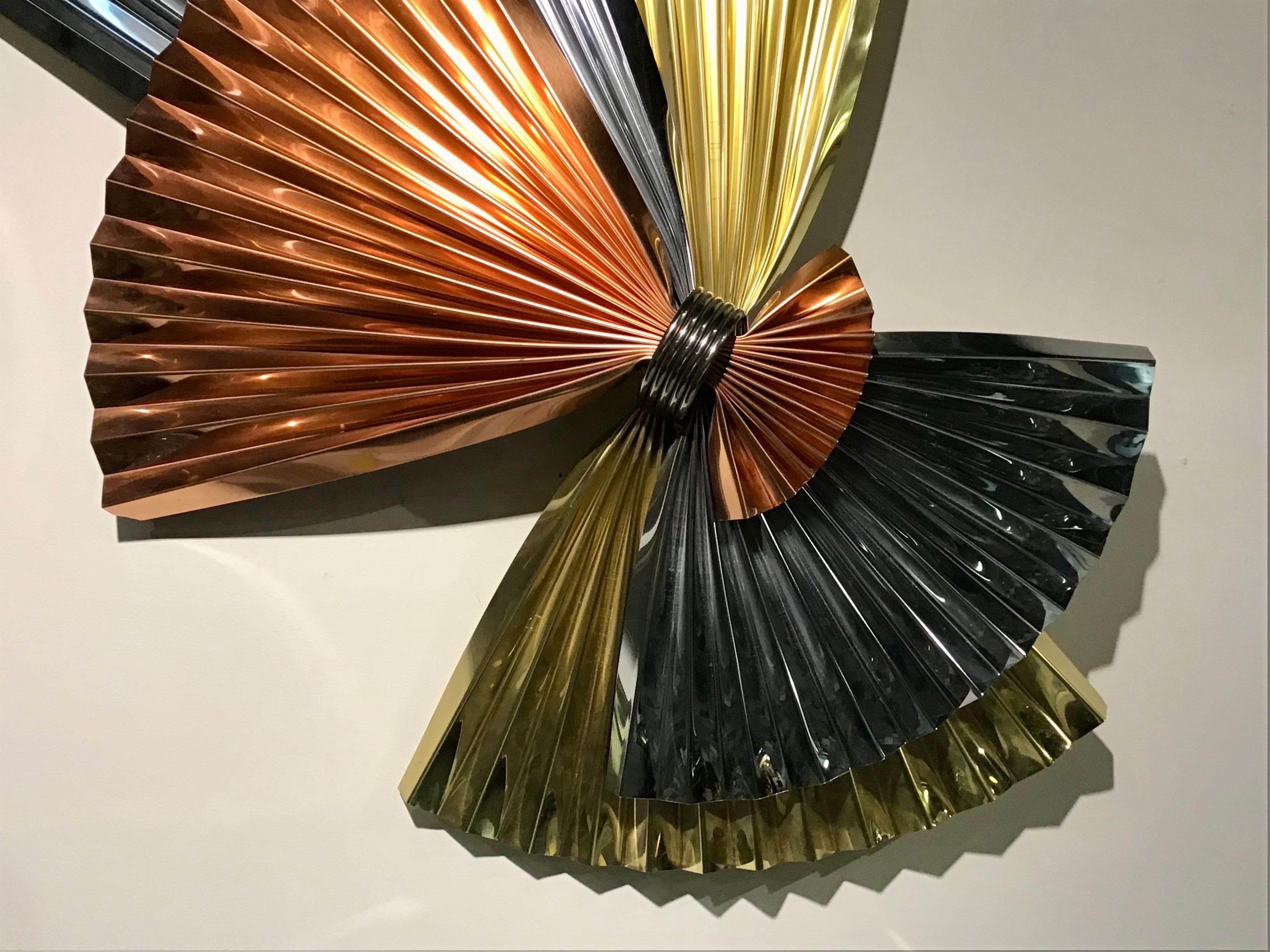 Sculpture murale abstraite en métal en forme d'éventail de la fin du 20e siècle post-moderne par Cutis Jere Bon état - En vente à Wheat Ridge, CO