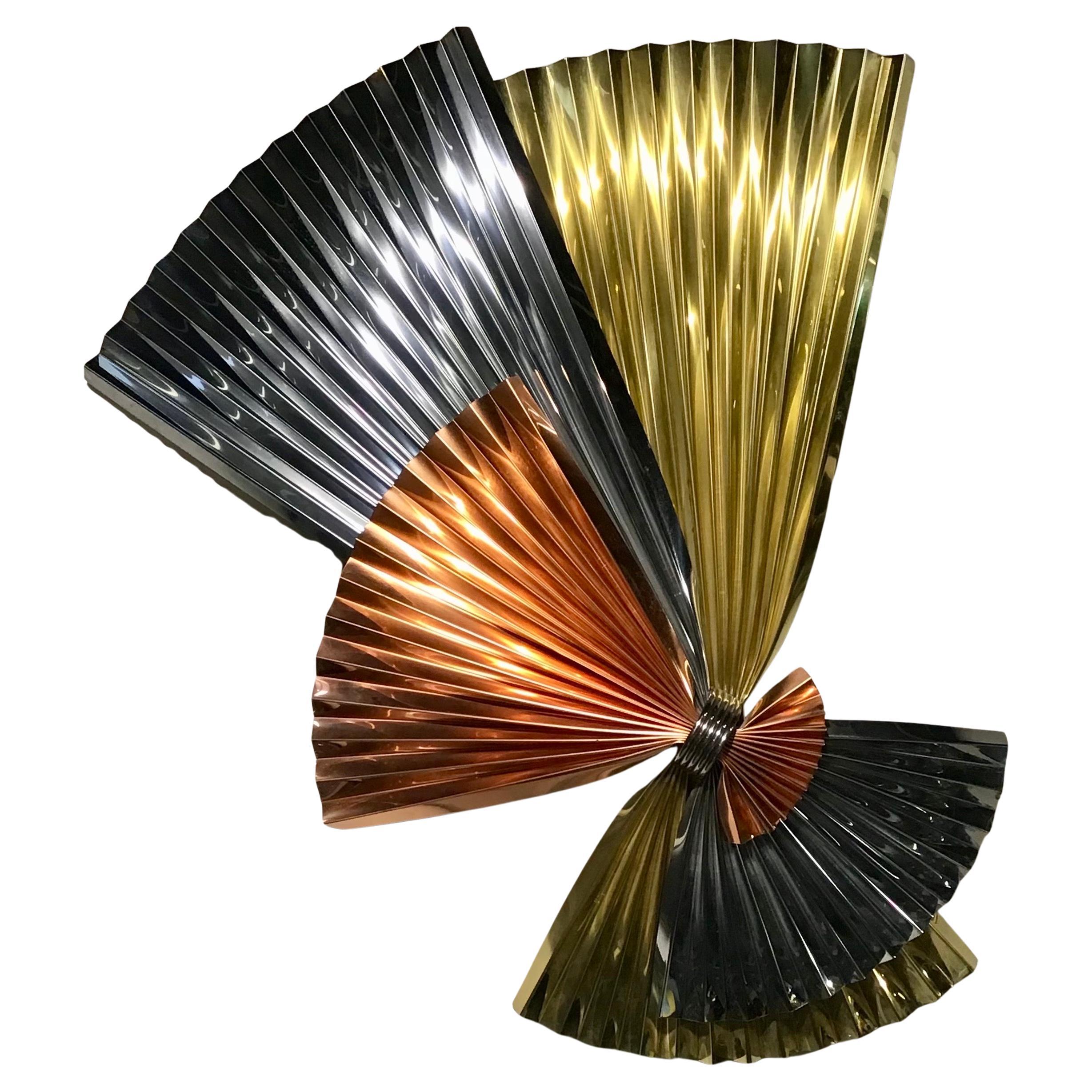 Late 20th Century Post Modern Abstract Metal Fan Wall Sculpture by Cutis Jere