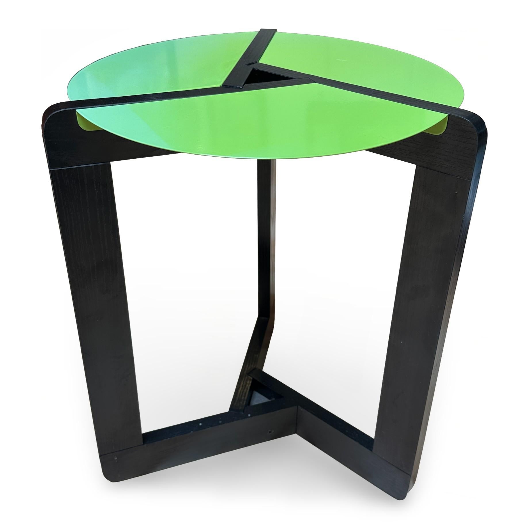 Enameled Late 20th Century Post-Modern Italian Green Enamel and Wood Side Table For Sale