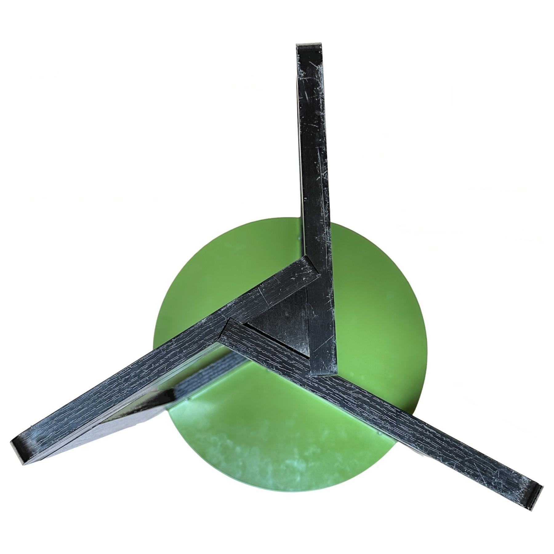 Metal Late 20th Century Post-Modern Italian Green Enamel and Wood Side Table For Sale