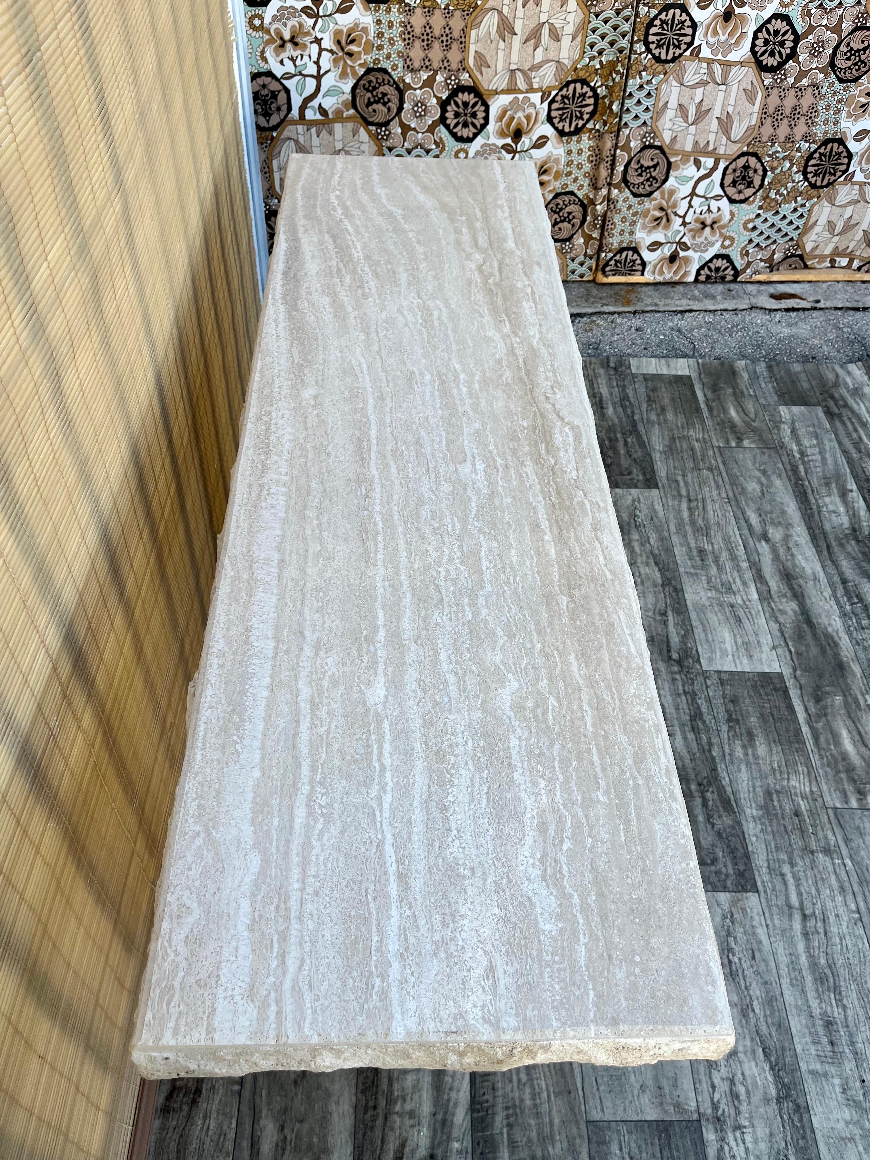 Late 20th Century Post Modern Travertine Console Table by Stone International. 6
