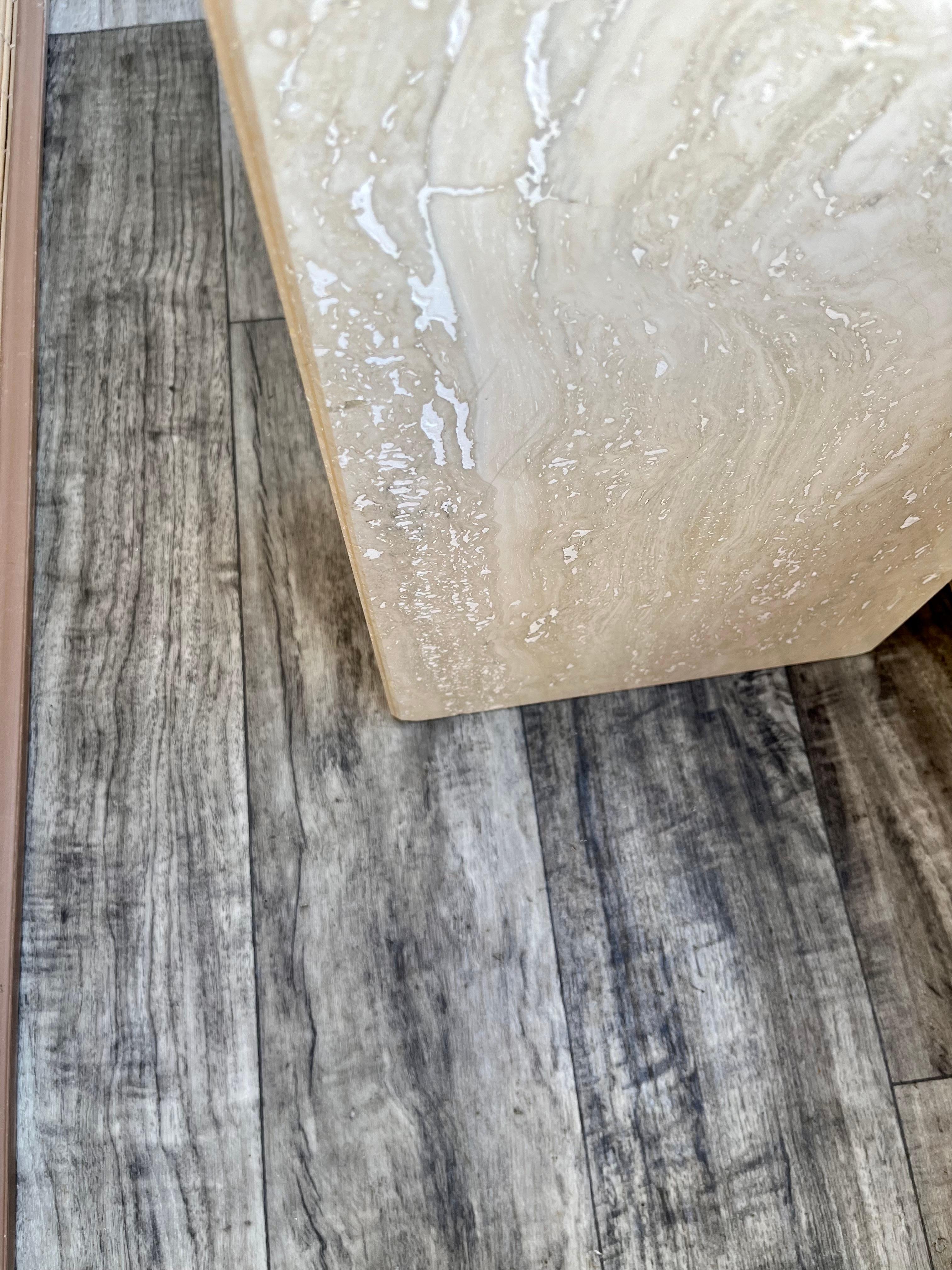 Late 20th Century Post Modern Travertine Console Table by Stone International. 10