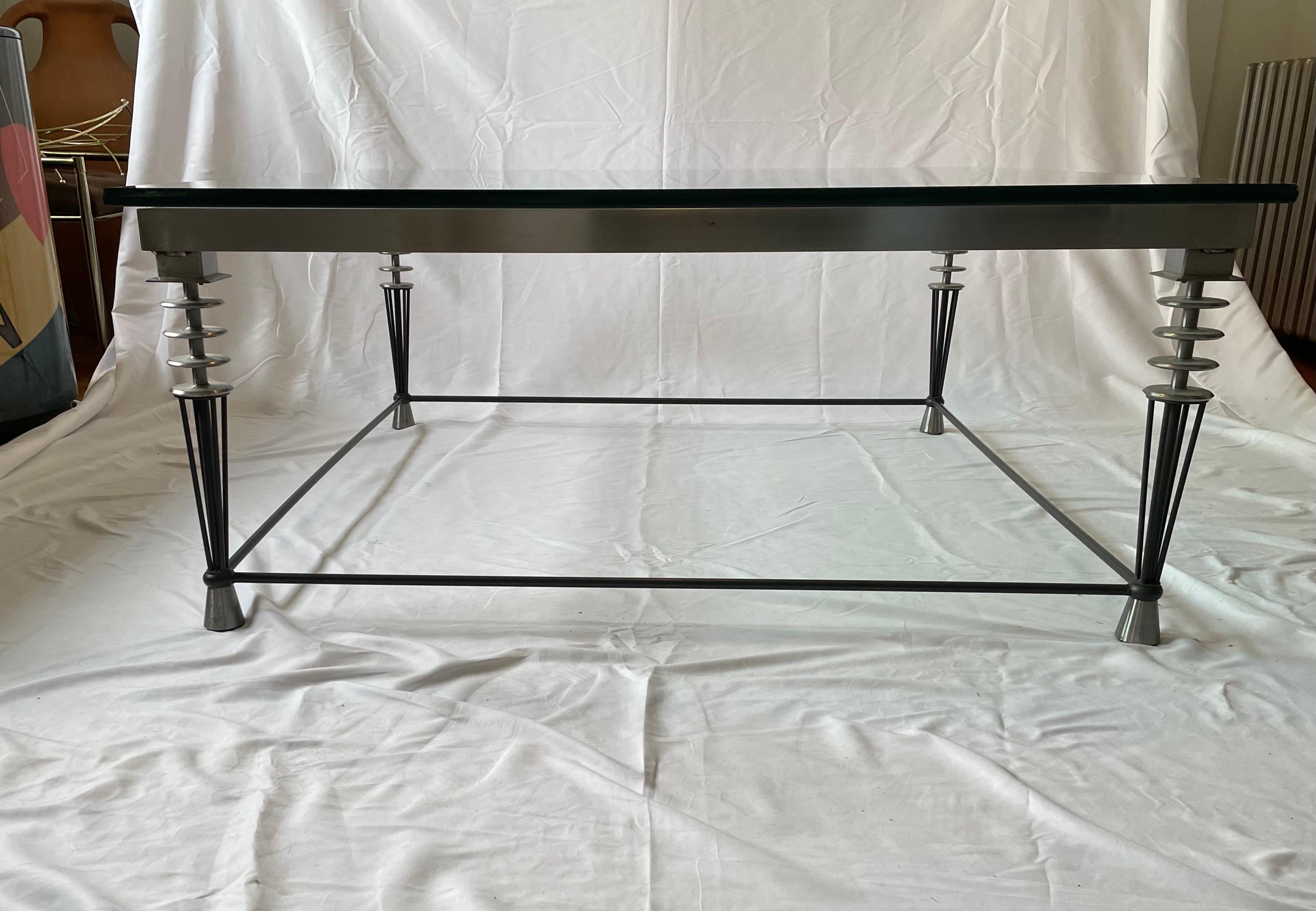 Post-Modern Larry Laslo for Directional Glass Coffee Table For Sale