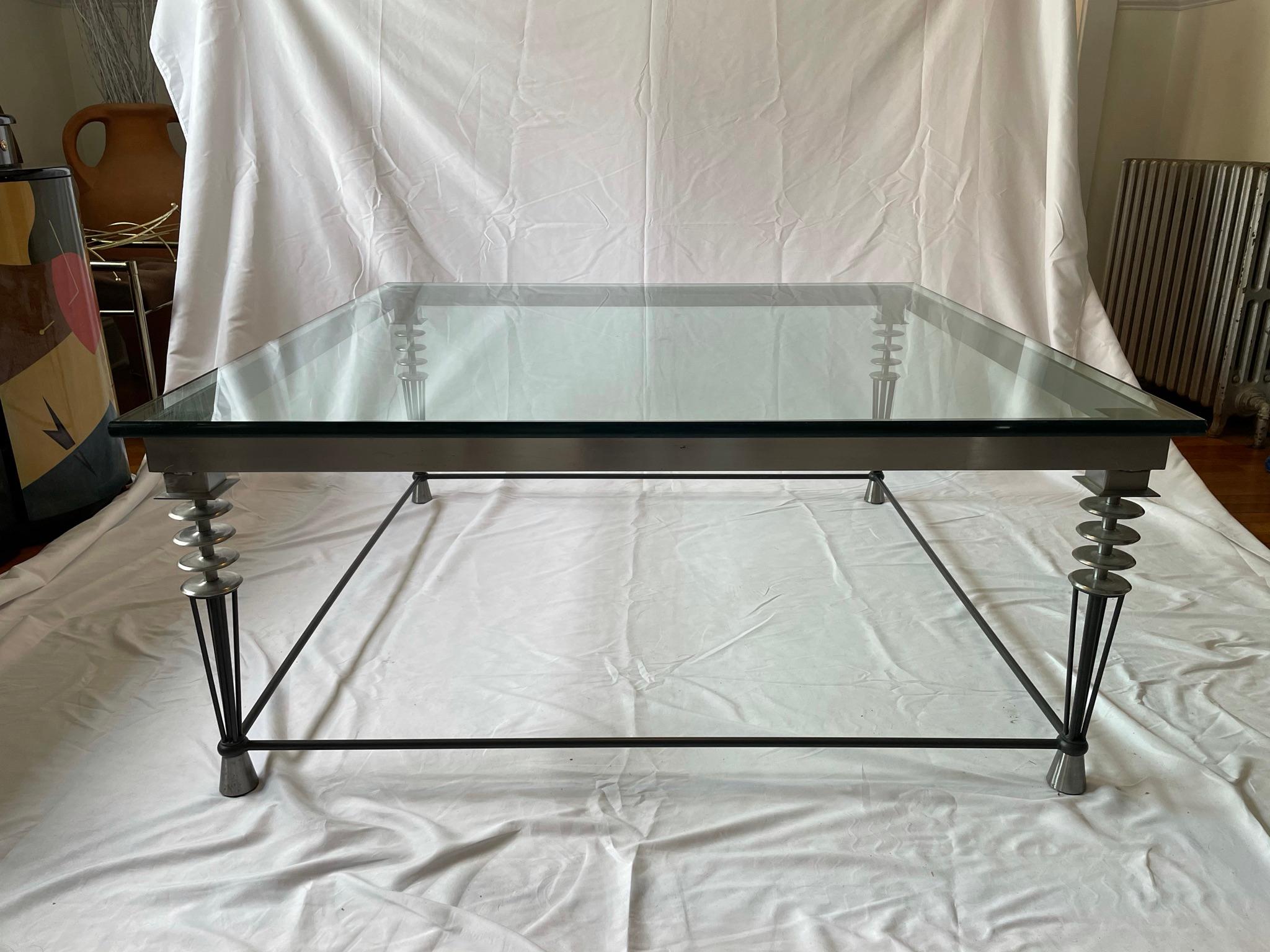 Larry Laslo for Directional Glass Coffee Table In Good Condition For Sale In W Allenhurst, NJ