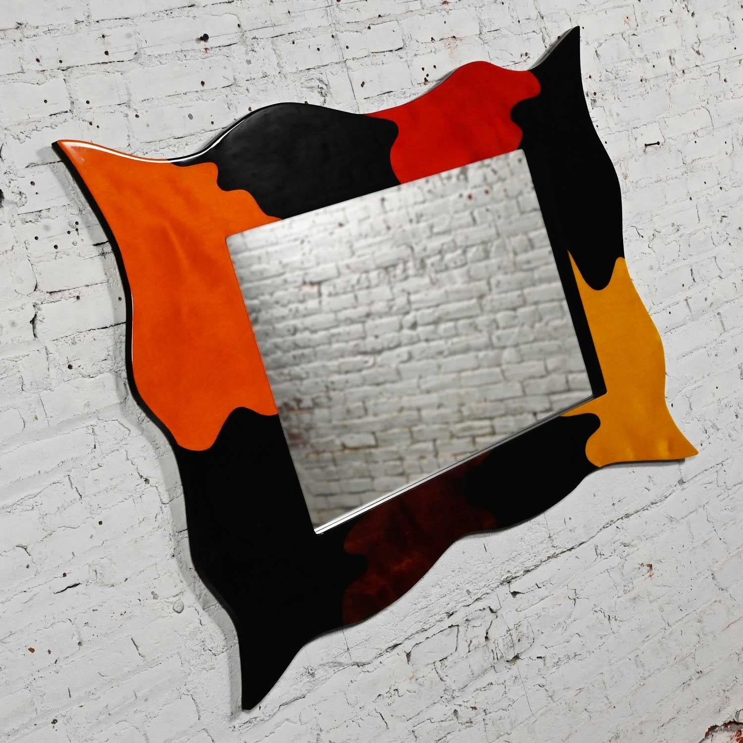 Late 20th Century Postmodern Lacquered Large Scale Sculptural Mirror For Sale 8