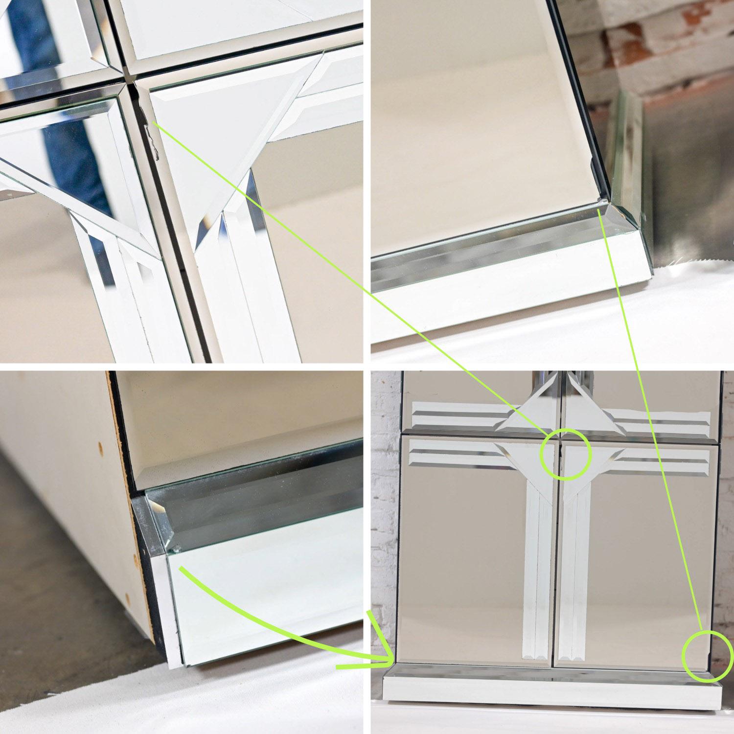 Late 20th Century Postmodern to Art Deco Revival Mirrored Entertainment Cabinet For Sale 7