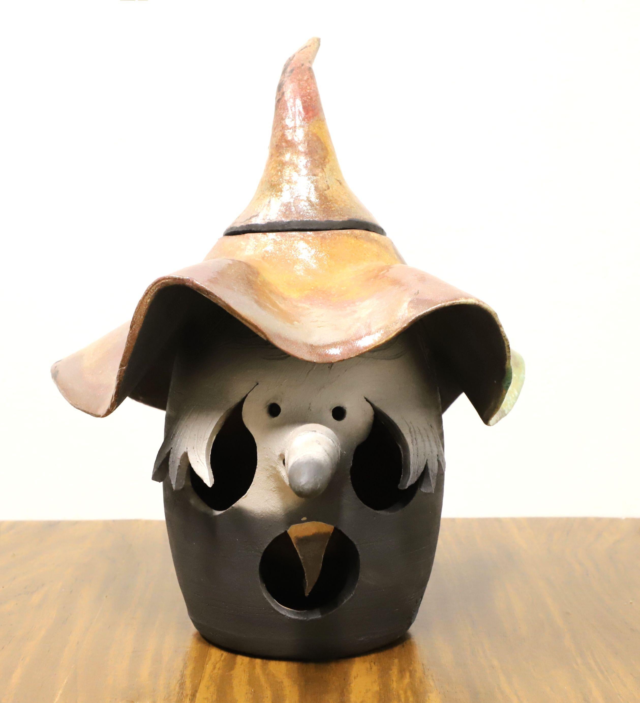 Late 20th Century Pottery Witch's Head Jack-o-lantern For Sale 4