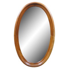 Fin du 20e siècle Miroir mural biseauté ovale en cerisier pour salle de bain 36".