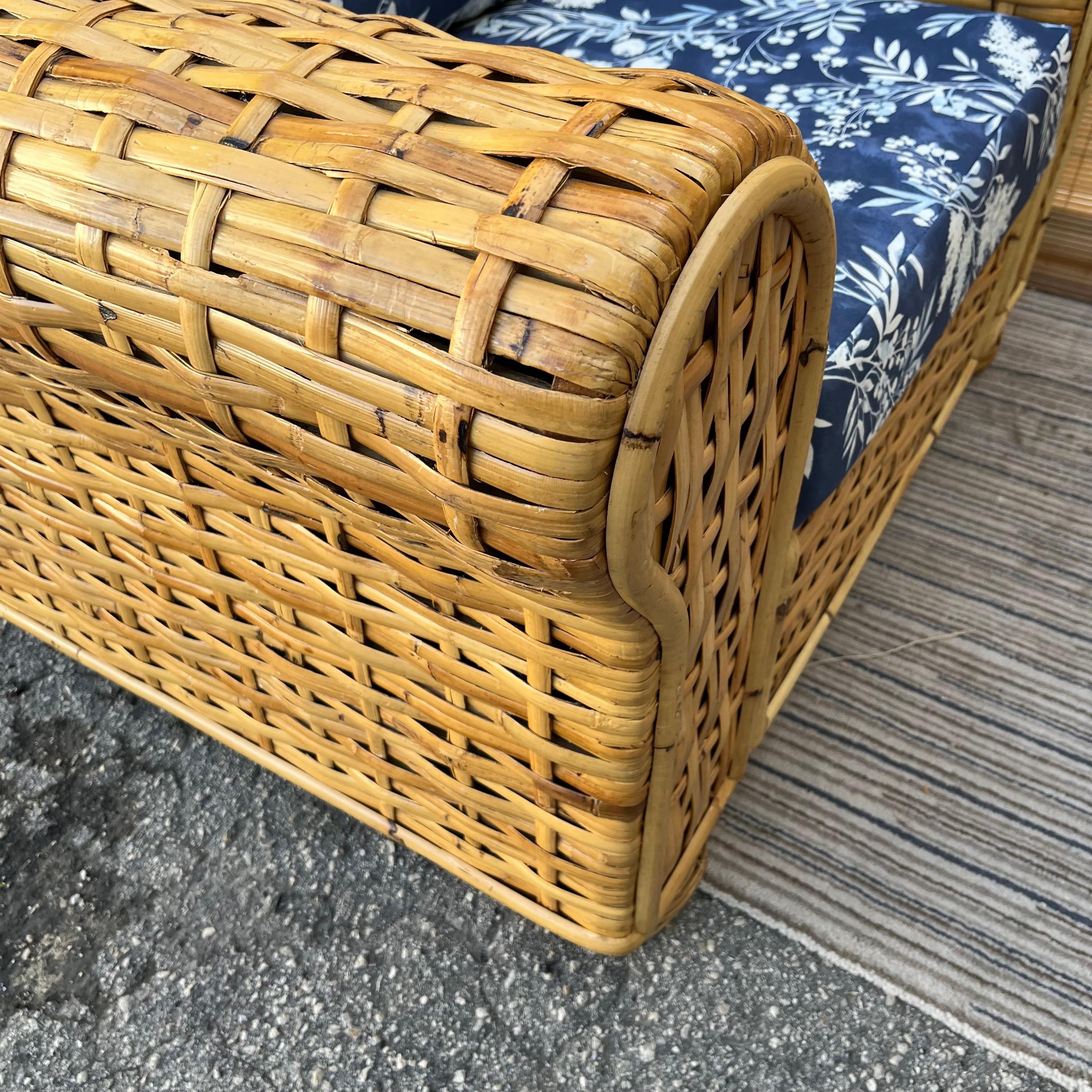 Late 20th Century Ralph Lauren Coastal Style Woven Rattan Lounge Chair For Sale 4