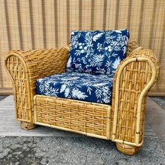 Late 20th Century Ralph Lauren Coastal Style Woven Rattan Lounge Chair