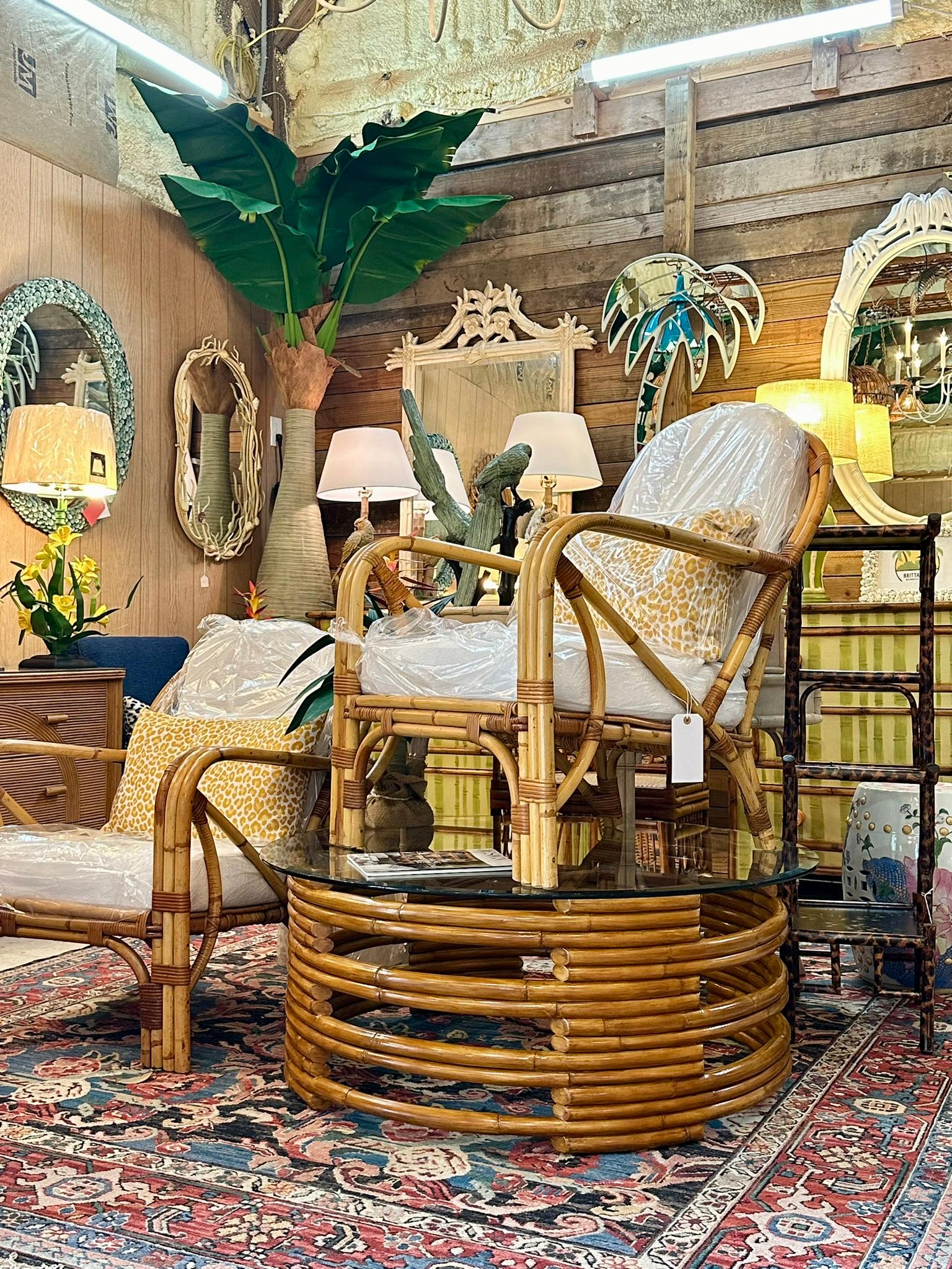 Late 20th Century Ralph Lauren Organic Modern Refinished Rattan Coffee Table 9
