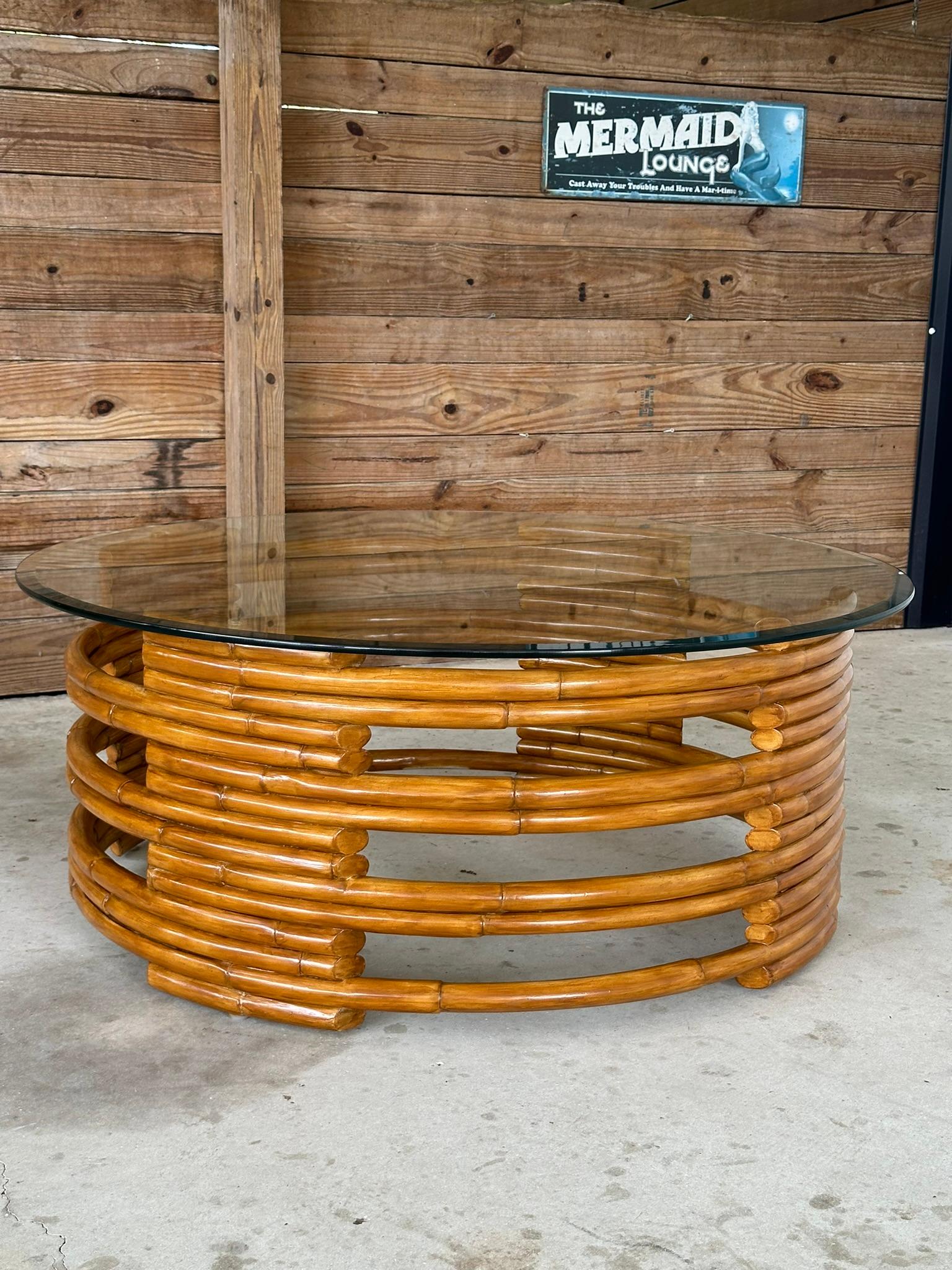 Hand-Crafted Late 20th Century Ralph Lauren Organic Modern Refinished Rattan Coffee Table