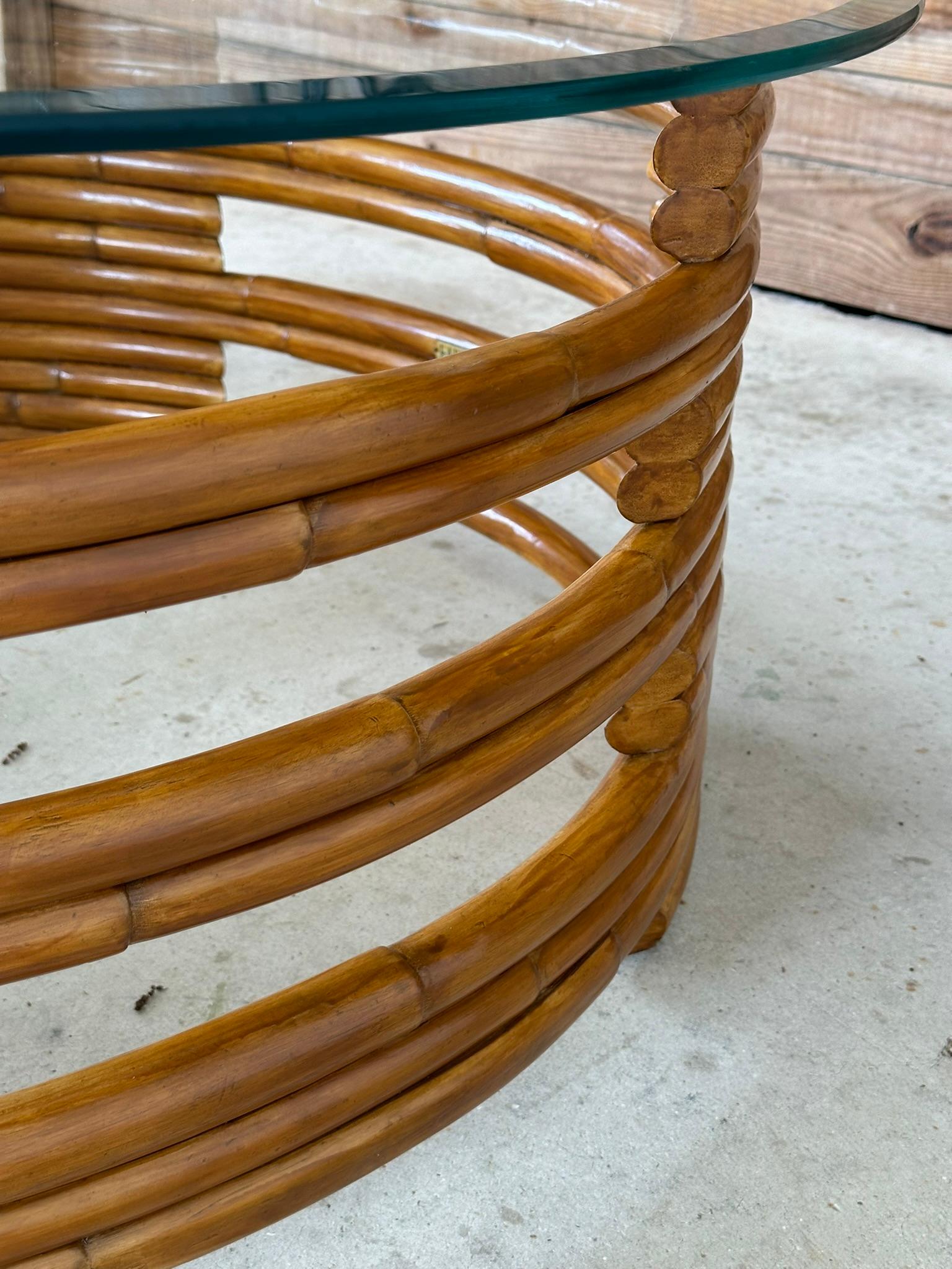 Late 20th Century Ralph Lauren Organic Modern Refinished Rattan Coffee Table In Good Condition In North Fort Myers, FL