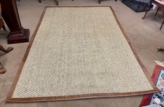 Late 20th Century Ralph Lauren Sisal and Saddle Leather Bordered Rug Six x Nine