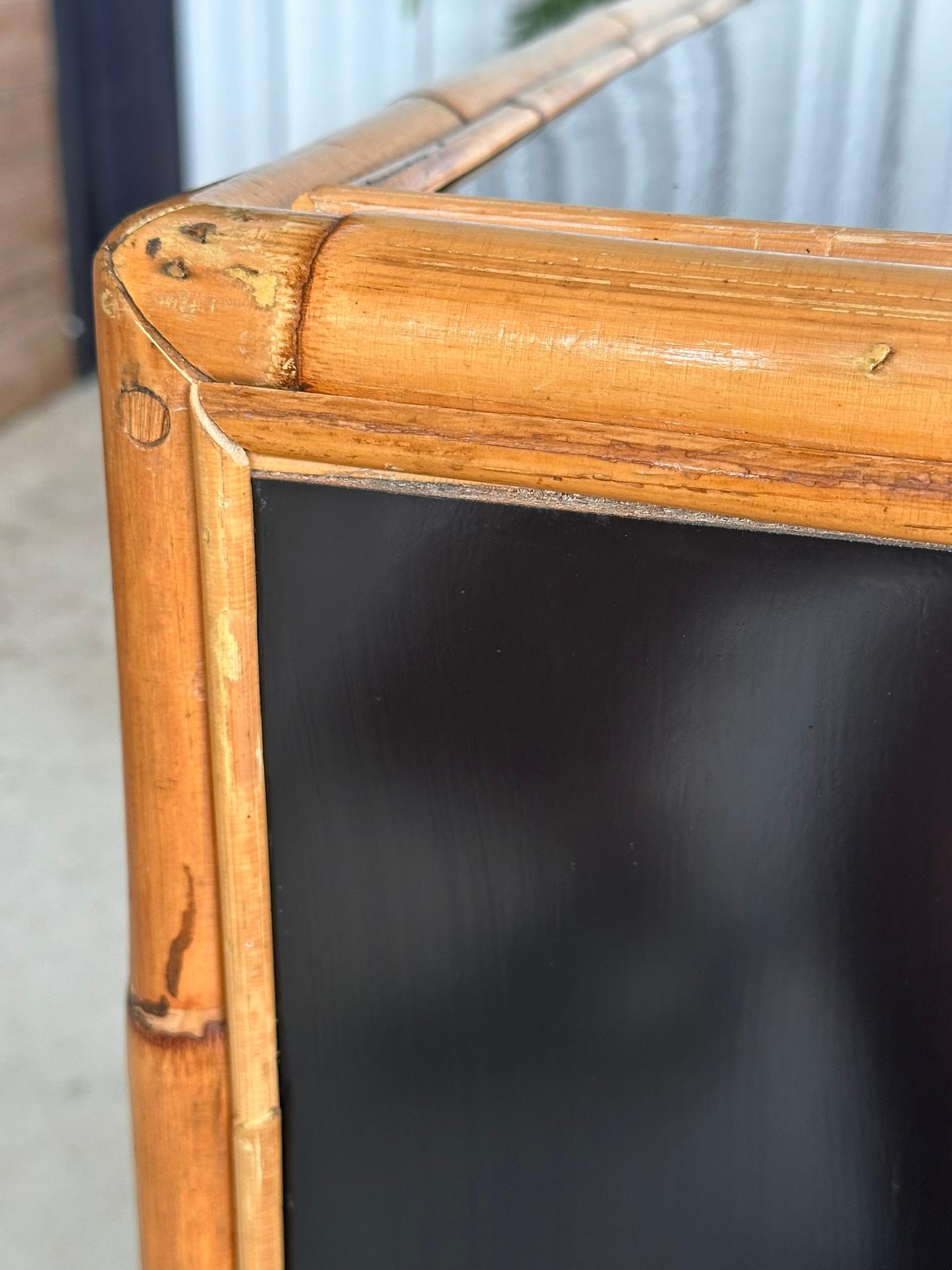 Late 20th Century Rattan Trimmed Black Lacquered Five Drawer Chest 6