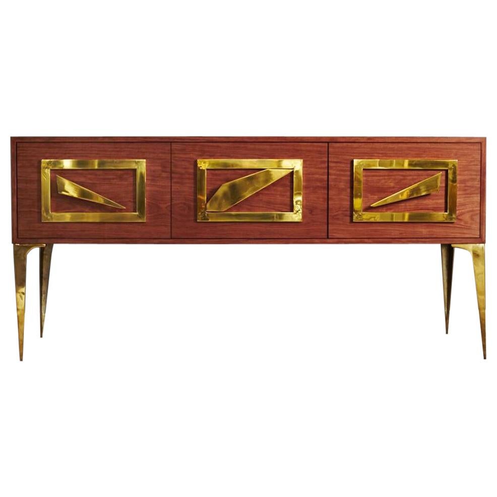  Rectangular Brown and Gold Italian Wood Chest of Drawers