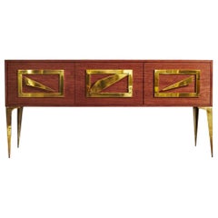  Rectangular Brown and Gold Italian Wood Chest of Drawers