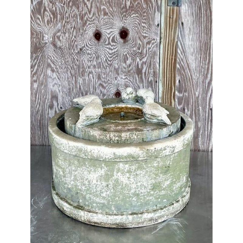Béton Late 20th Century Regency Cast Concrete Bird Fountain en vente