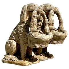 Late 20th Century Regency Cast Stone Dog Statues - A Pair