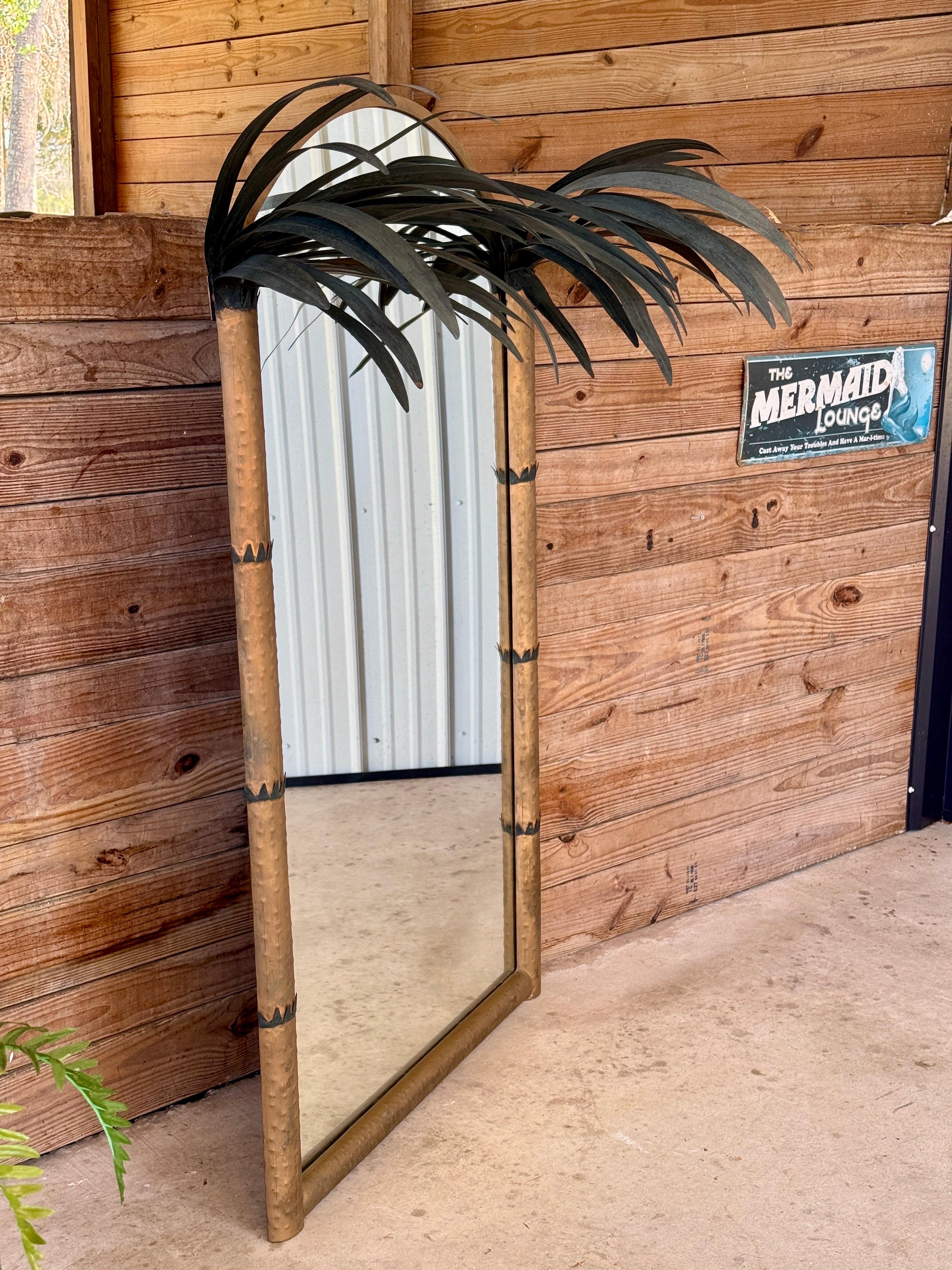 Late 20th Century Regency Sculptural Metal Tole Palm Tree Wall Mirror 6
