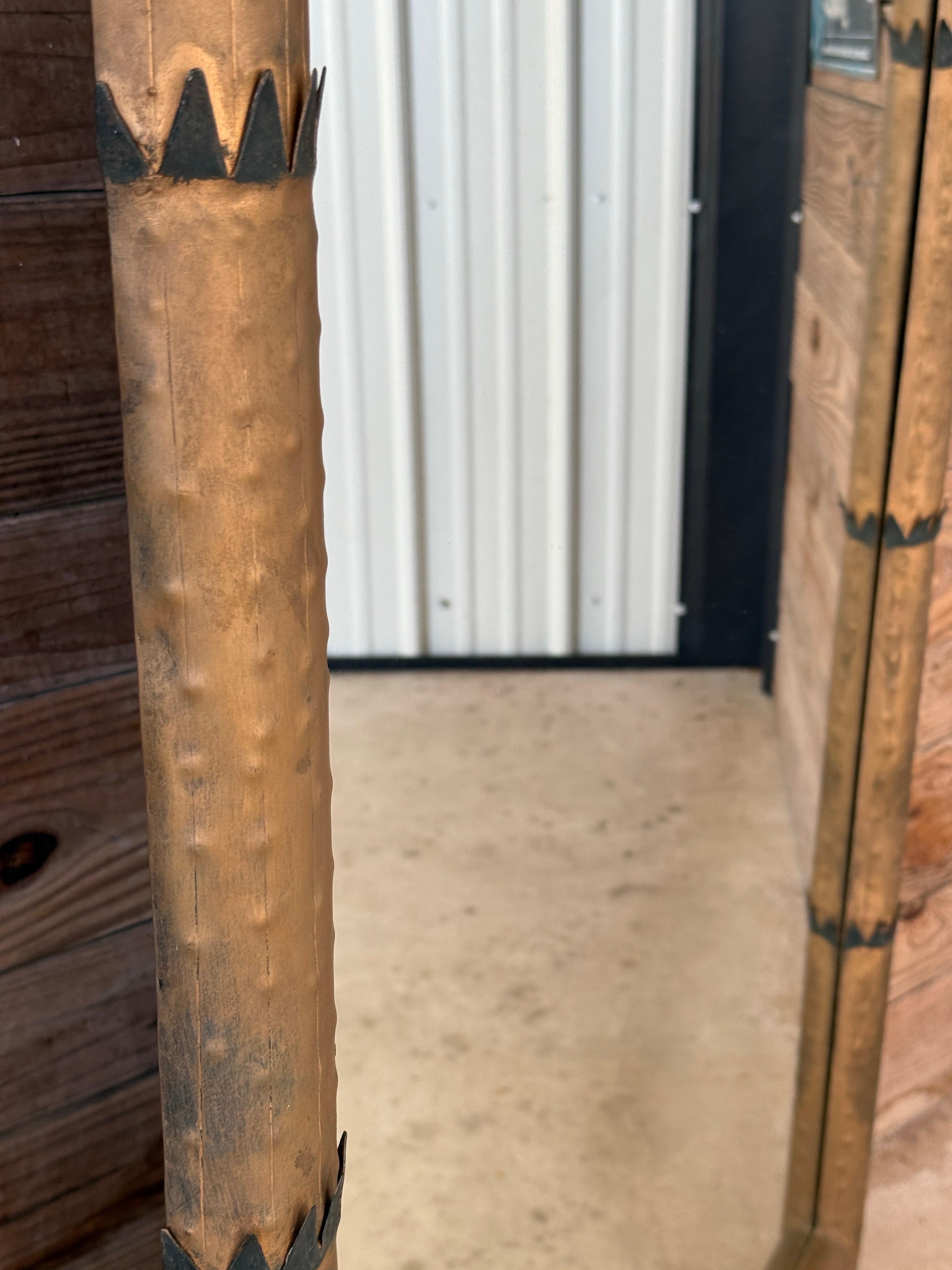 Late 20th Century Regency Sculptural Metal Tole Palm Tree Wall Mirror 1