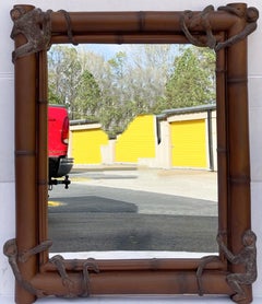 Late 20th Century Regency Style Cast Faux Bamboo Mirror Wrapped in Monkeys