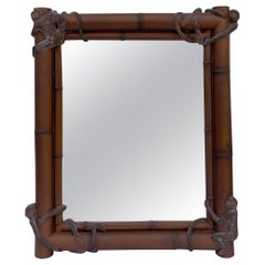 Late 20th Century Regency Style Cast Faux Bamboo Mirror Wrapped in Monkeys
