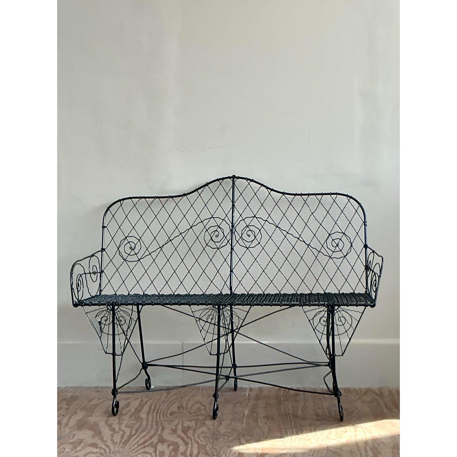 Banc en fer forgé treillis Regency de la fin du 20e siècle en vente 1