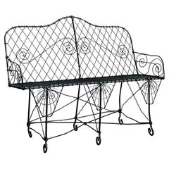 Banc en fer forgé treillis Regency de la fin du 20e siècle