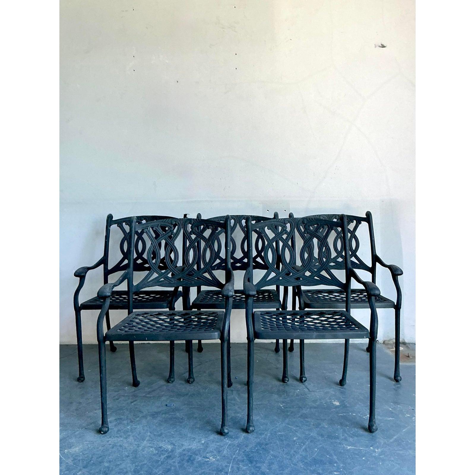Sillas de comedor de hierro forjado de la Regencia de finales del siglo XX - Juego de 5 Estadounidense en venta