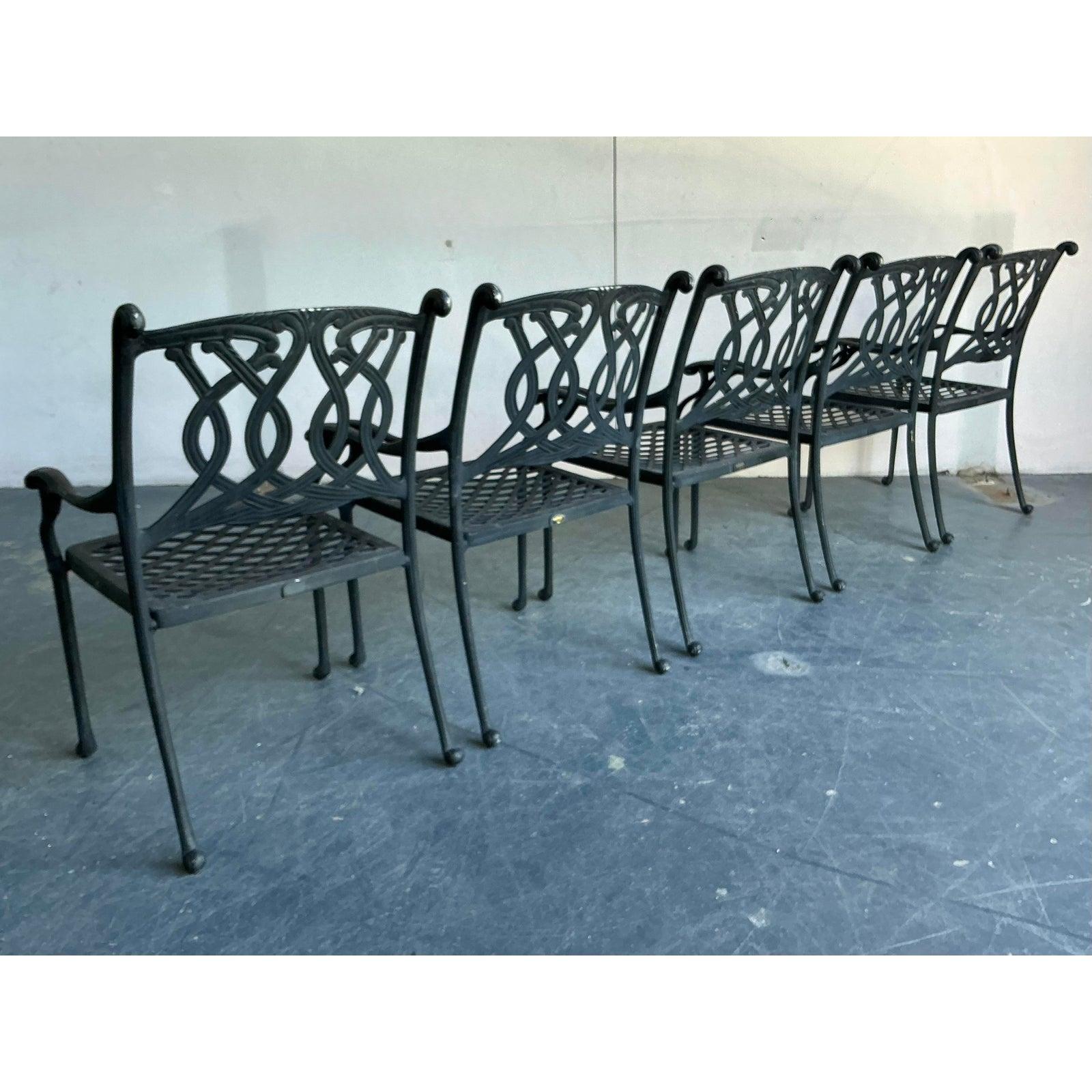 Sillas de comedor de hierro forjado de la Regencia de finales del siglo XX - Juego de 5 en Bueno estado para la venta en West Palm Beach, FL