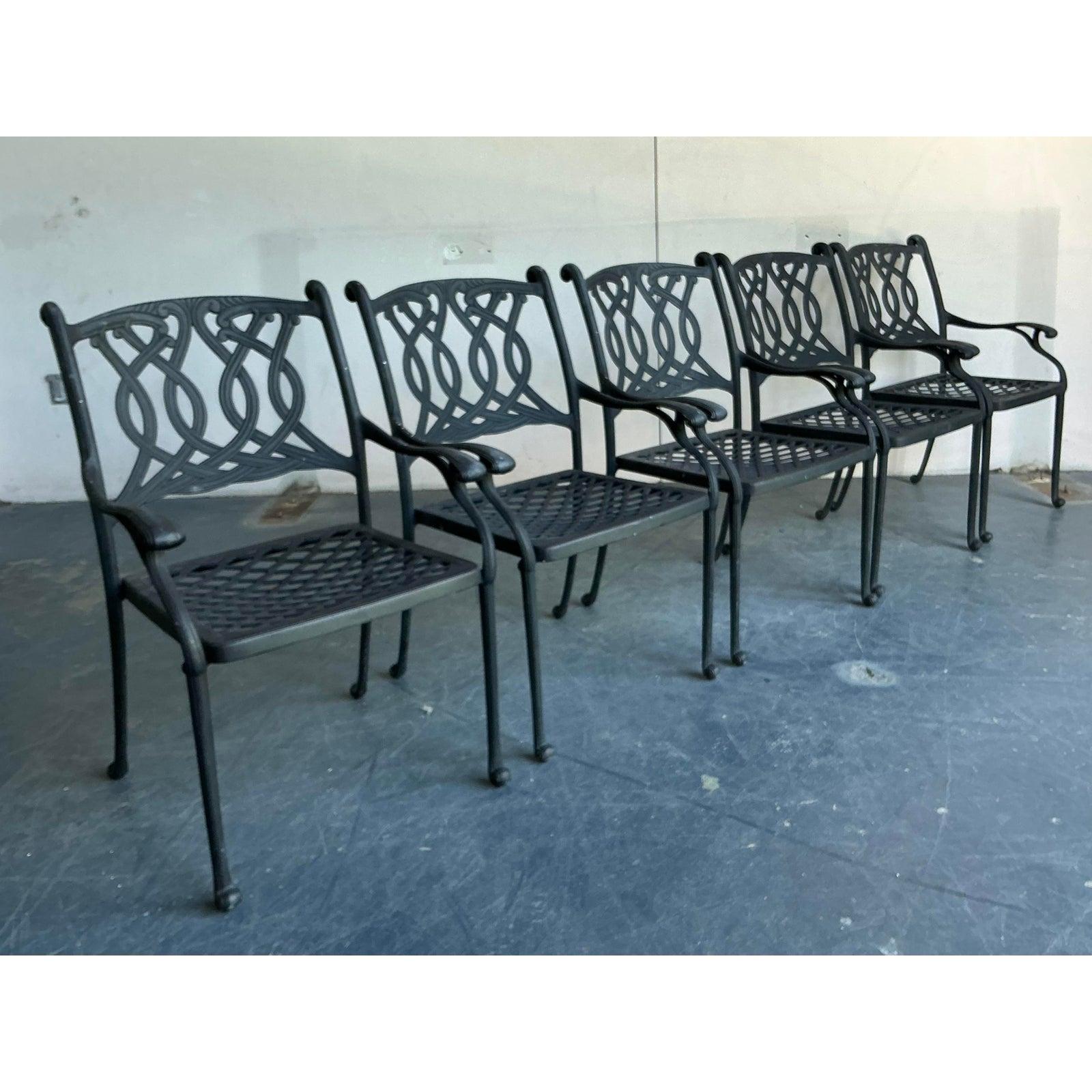 Sillas de comedor de hierro forjado de la Regencia de finales del siglo XX - Juego de 5 Hierro forjado en venta